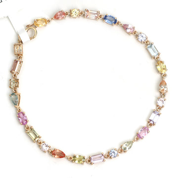JPBRC-1154/8969 Rainbow Sapphire Pestel Mix Shape Bracelet | 14K