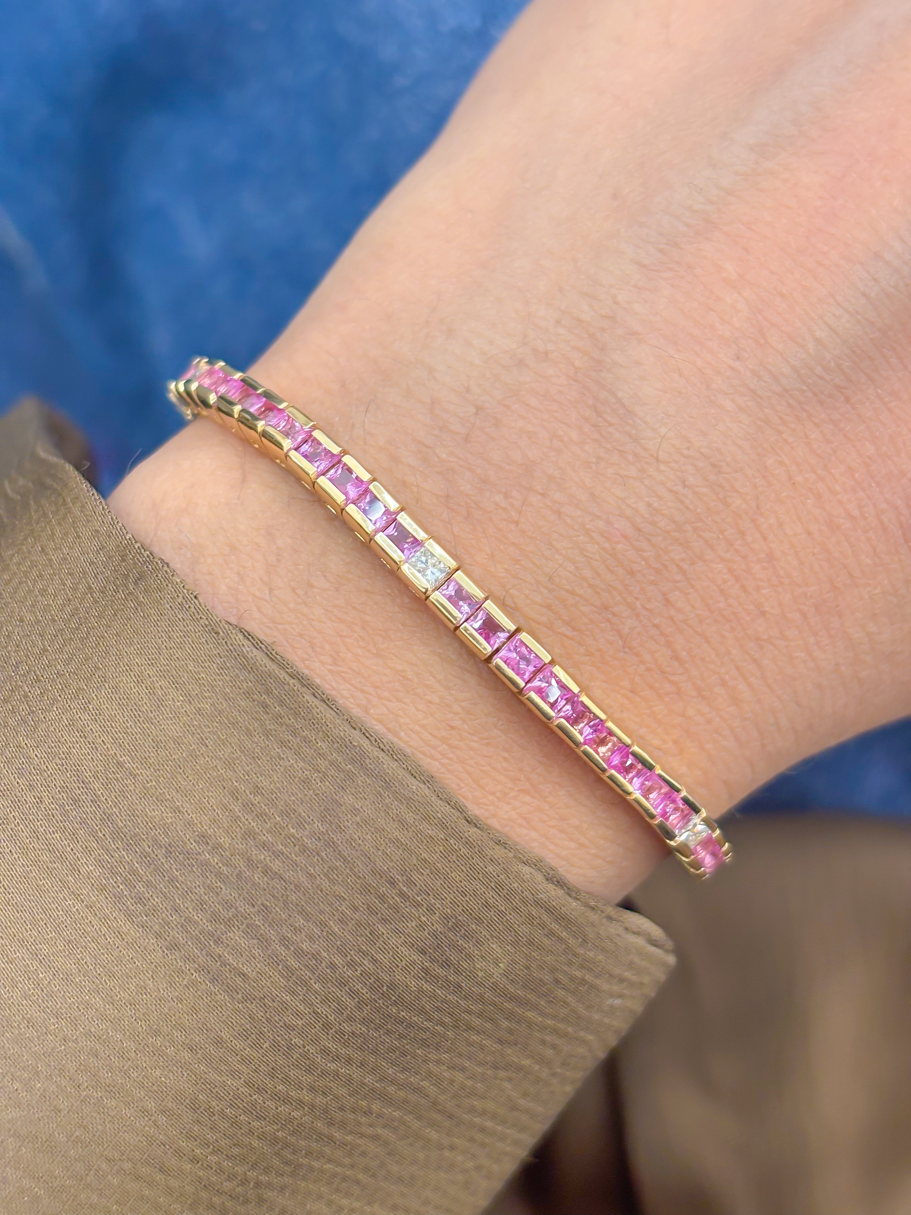 JPBRC-1156/8976 Pink Sapphire With Diamond Bracelet | 18K