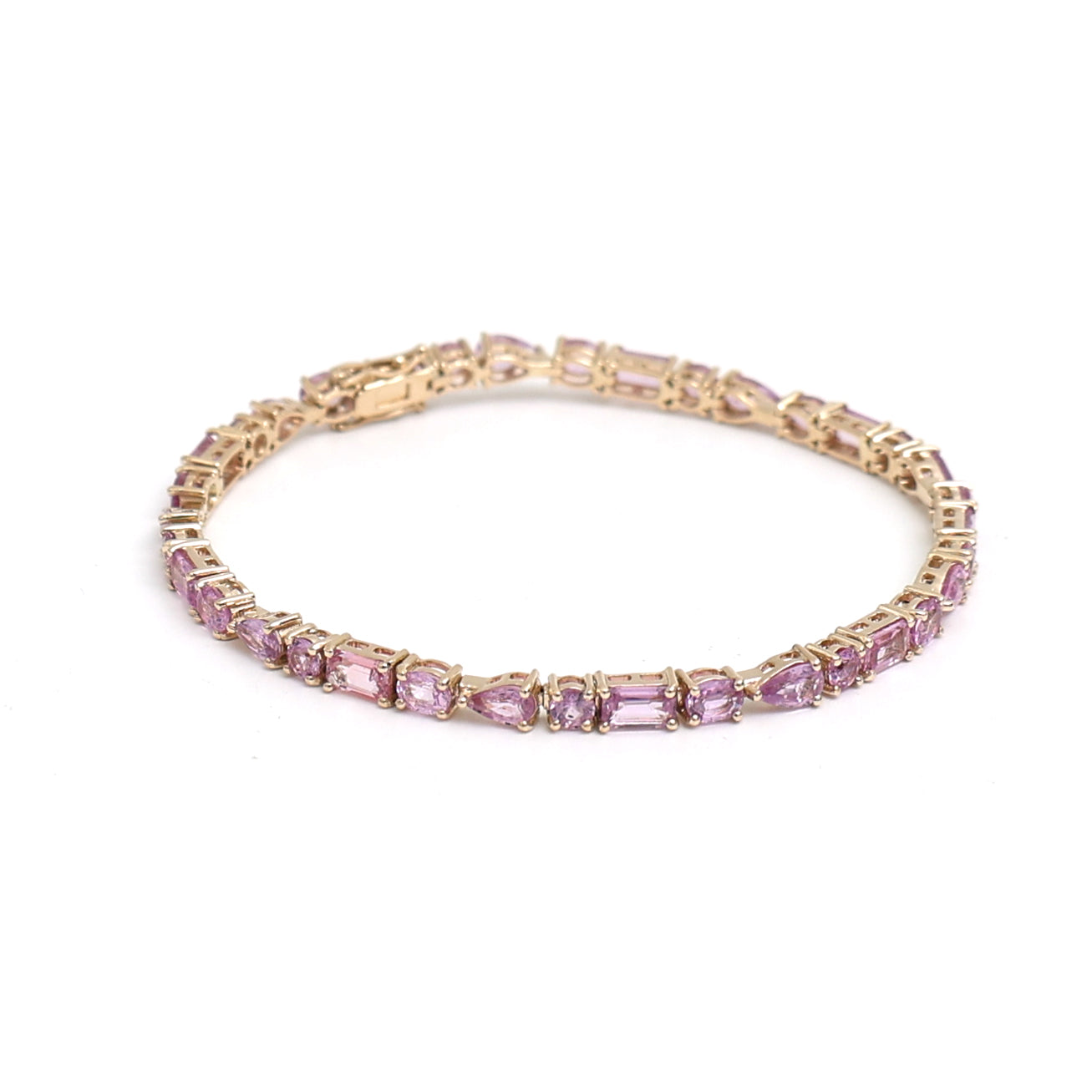 JPBRC-1157/8993 Pink Sapphire Mix Shape Bracelet | 14K