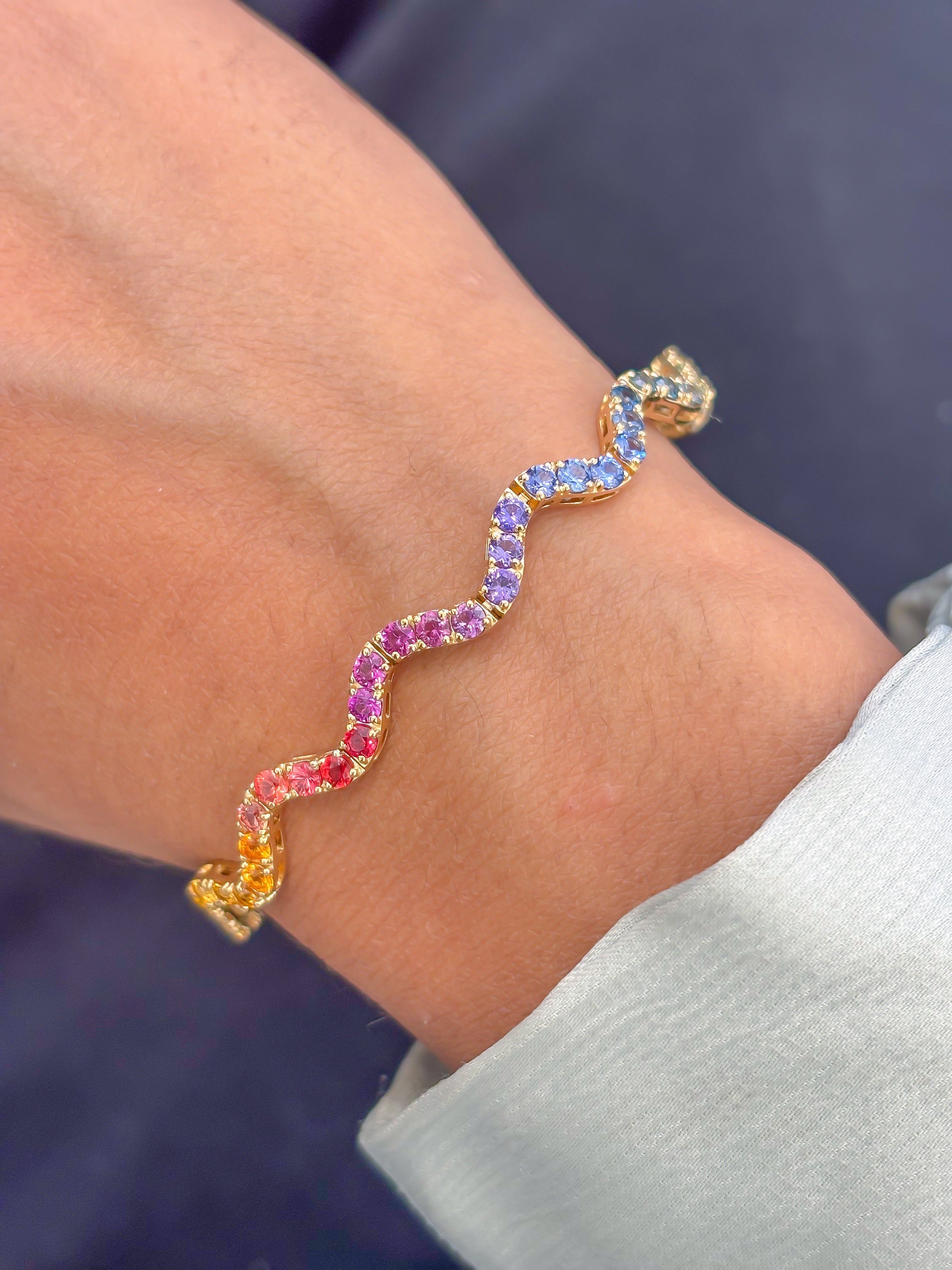 JPBRC-1158/8994 Rainbow Sapphire Round 2Mm Bracelet | 18K