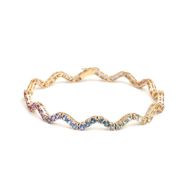 JPBRC-1158/8994 Rainbow Sapphire Round 2Mm Bracelet | 18K