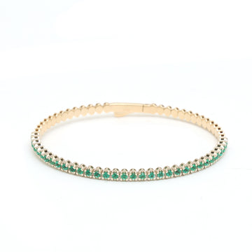 JPBRC-1161/9021 Emerald Round Bangle Bracelet | 14K