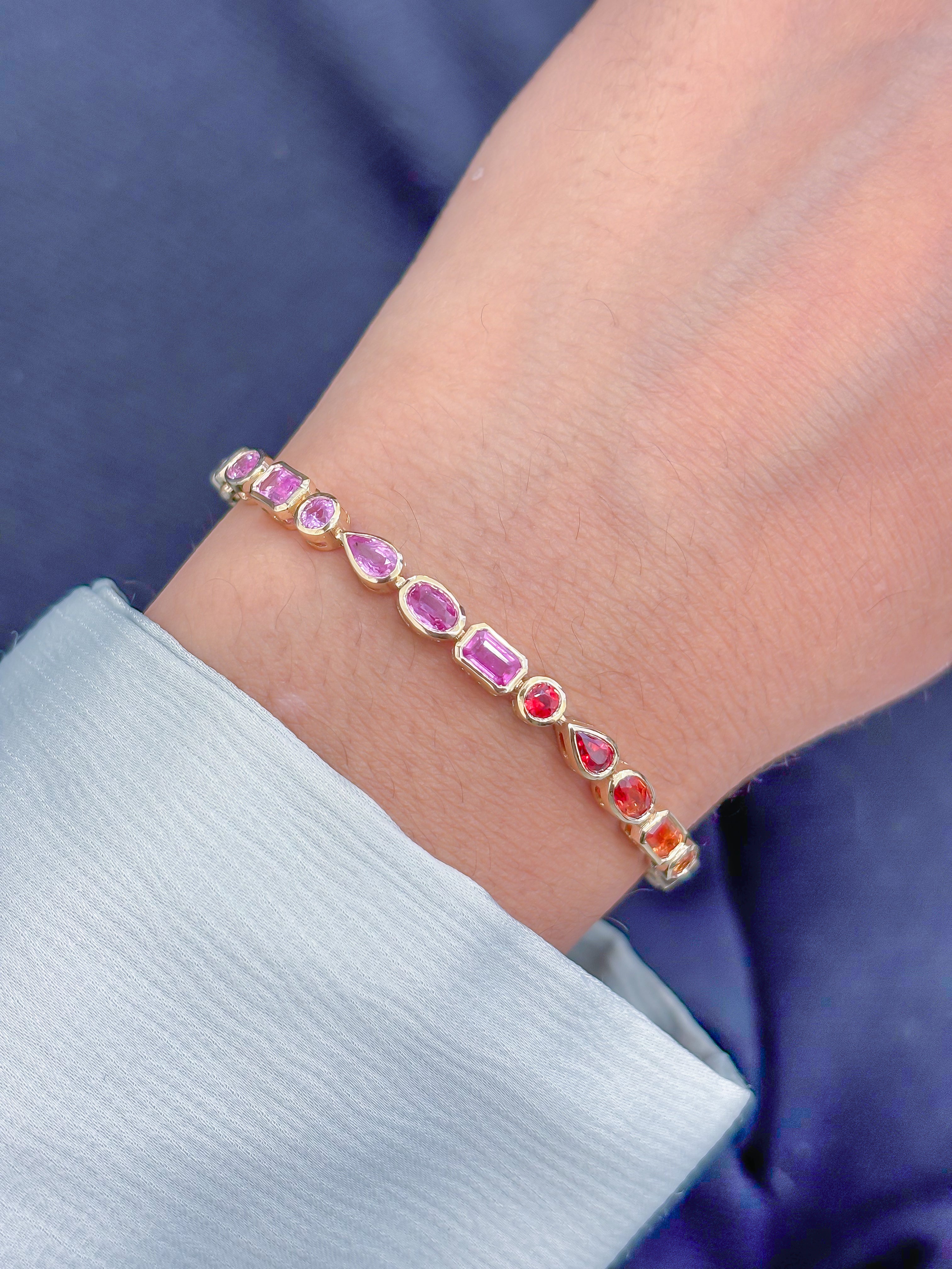 JPBRC-1164/9349 Rainbow Sapphire Bracelet | 14K