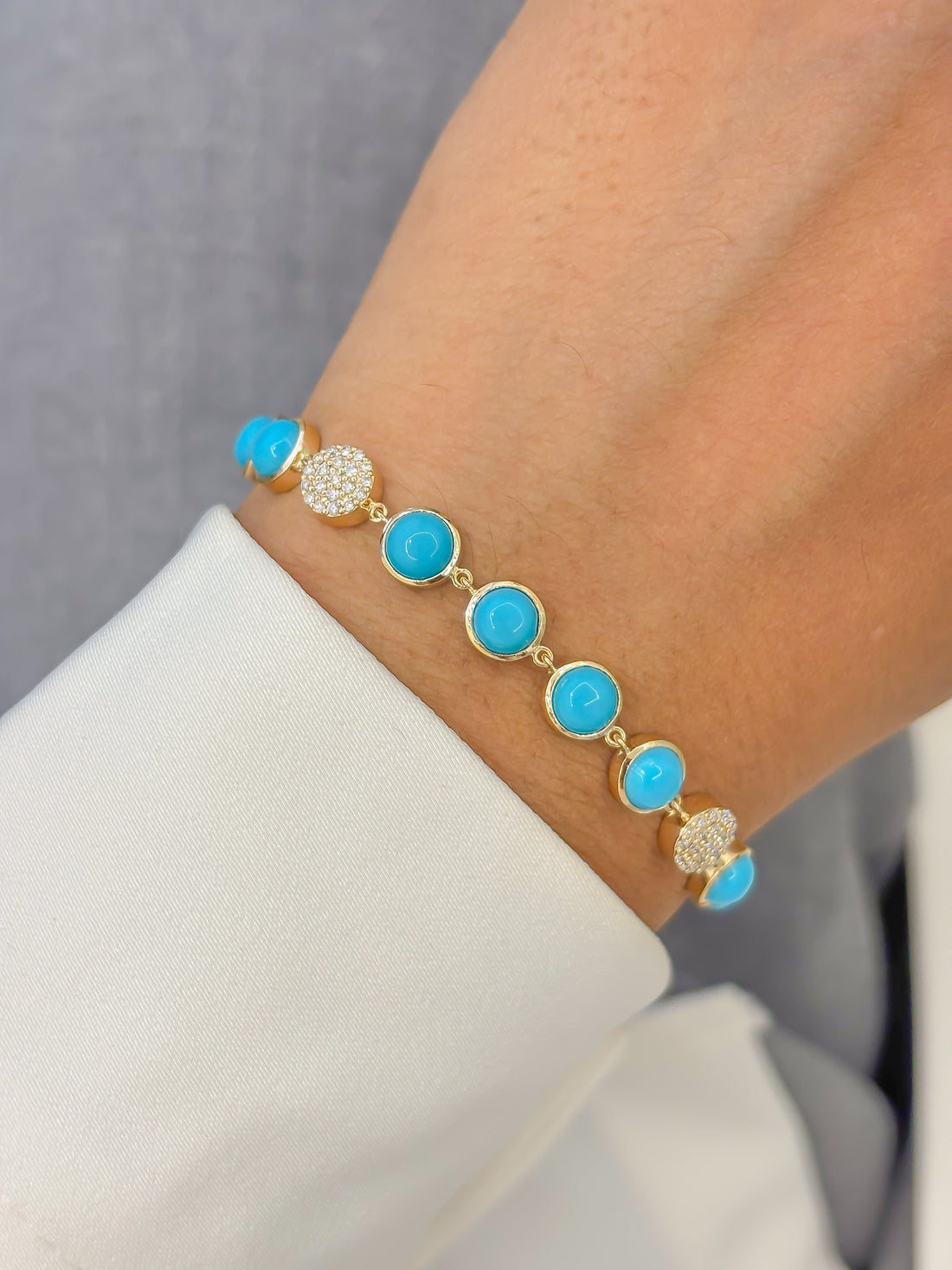 JPBRC-1169/9567 Turquoise Diamond Bracelet | 14K