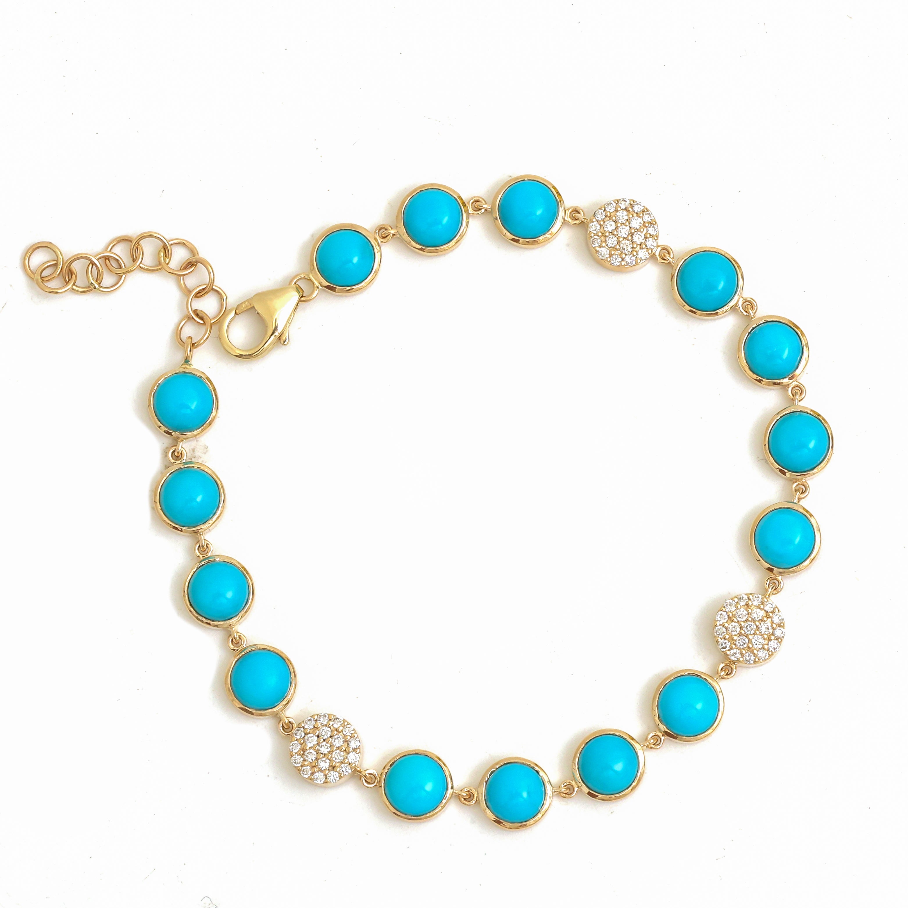 JPBRC-1169/9567 Turquoise Diamond Bracelet | 14K