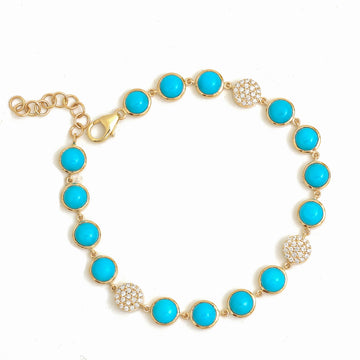 JPBRC-1169/9567 Turquoise Diamond Bracelet | 14K