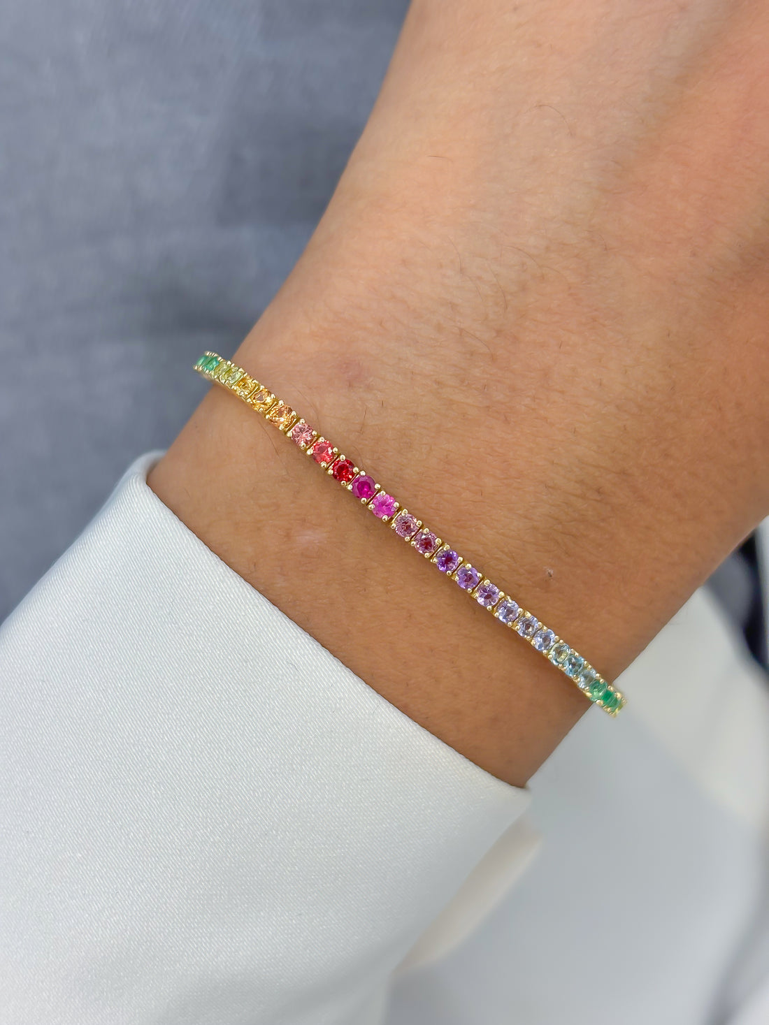 JPBRC-1170/9570 Rainbow Gemstone Bracelet | 18K