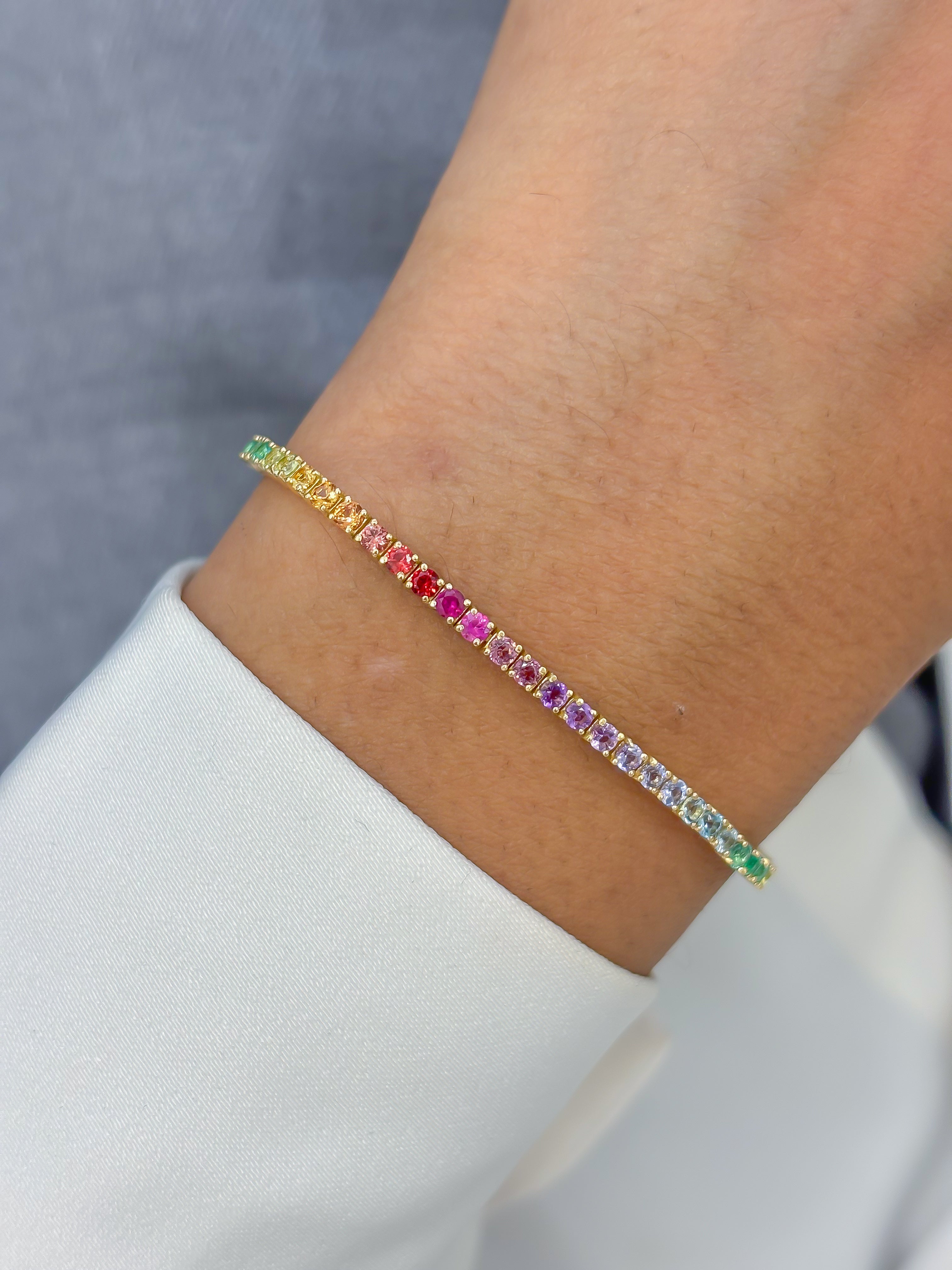 JPBRC-1170/9570 Rainbow Gemstone Bracelet | 18K