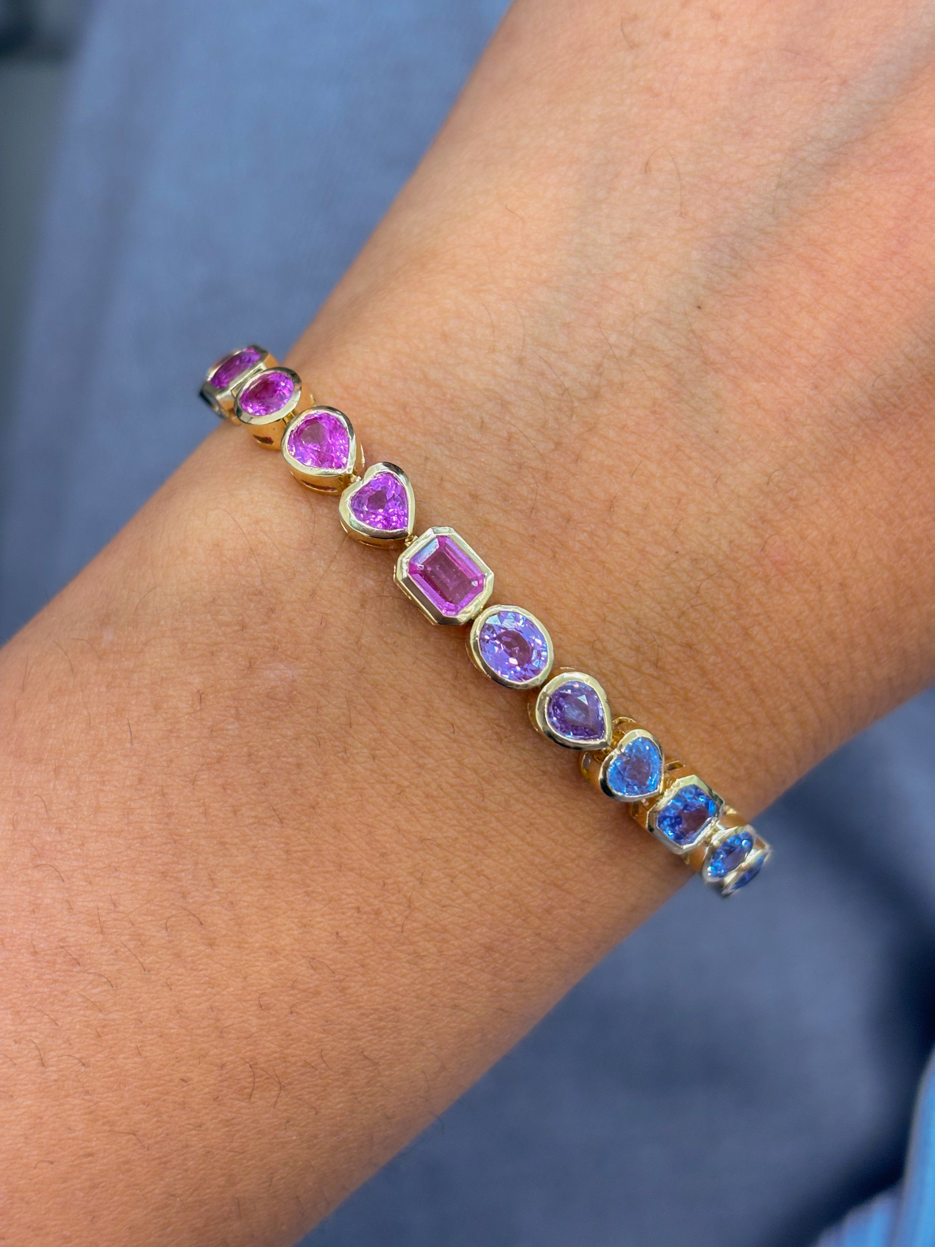 JPBRC-1172/9609 Rainbow Sapphire Bracelet | 14K