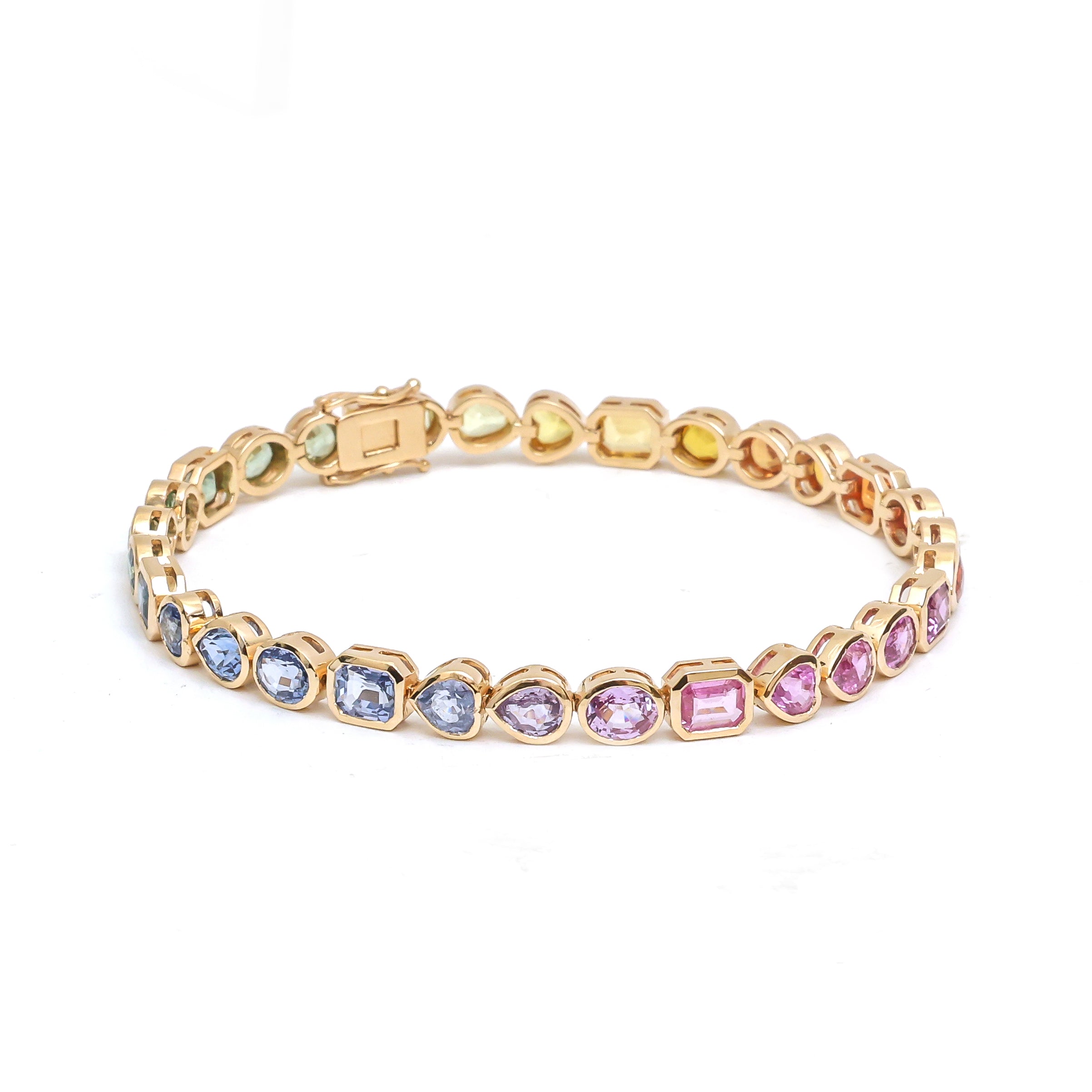 JPBRC-1172/9609 Rainbow Sapphire Bracelet | 14K