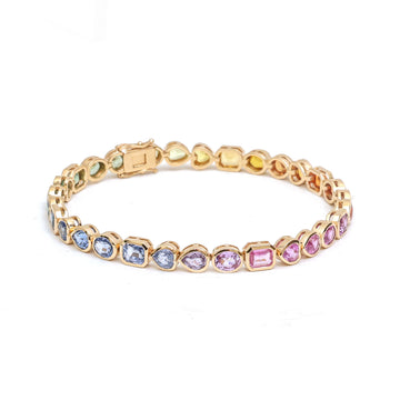 JPBRC-1172/9609 Rainbow Sapphire Bracelet | 14K
