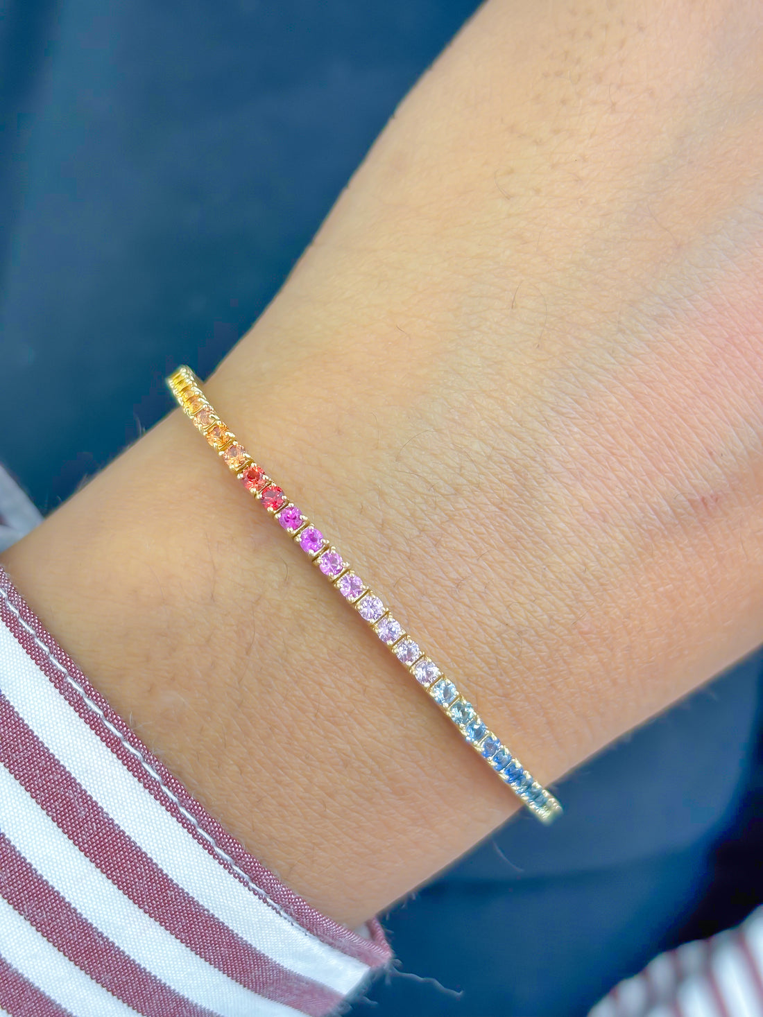 JPBRC-1178/9817 Rainbow Sapphire Bracelet | 14K