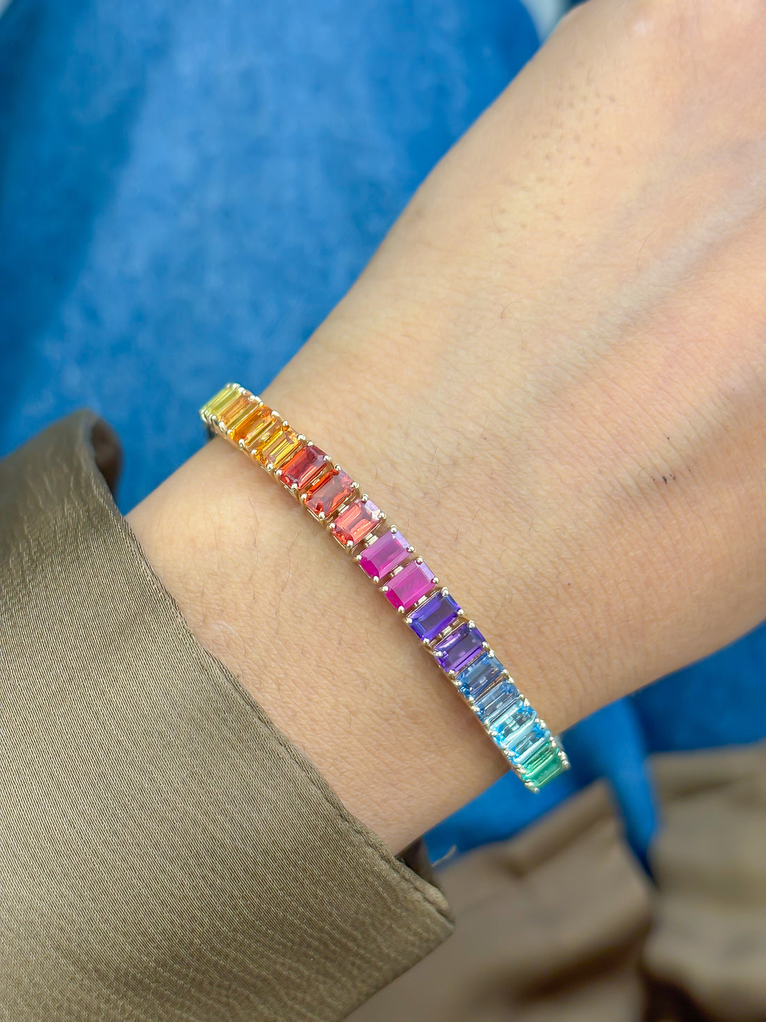JPBRC-1186/9898 Rainbow Sapphire Bracelet | 14K