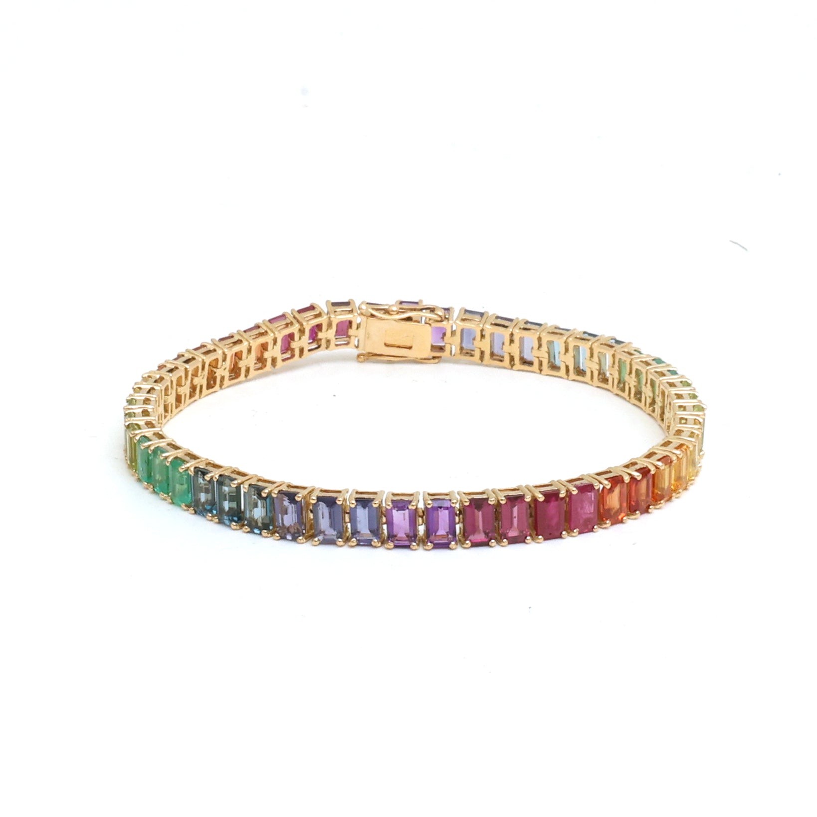 JPBRC-1186/9898 Rainbow Sapphire Bracelet | 14K