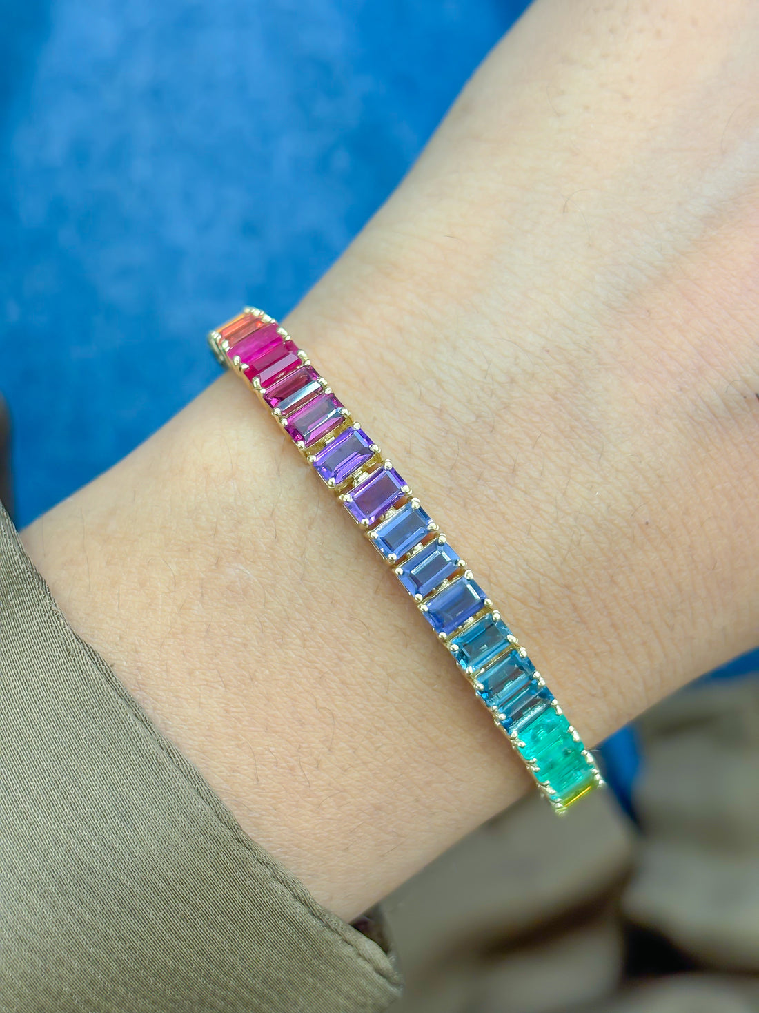 JPBRC-1187/9899 Rainbow Sapphire Bracelet | 18K