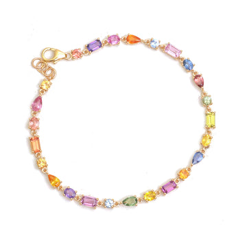 JPBRC-1219/10363 Rainbow Sapphire Bracelet | 14K