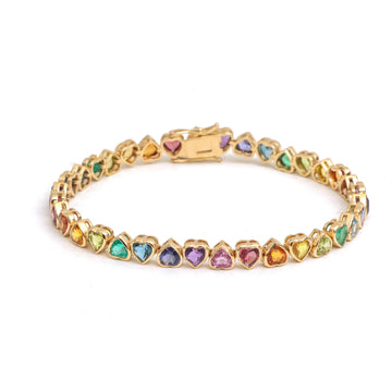 JPBRC-1229/10626 Rainbow Gemstone Bracelet | 14K