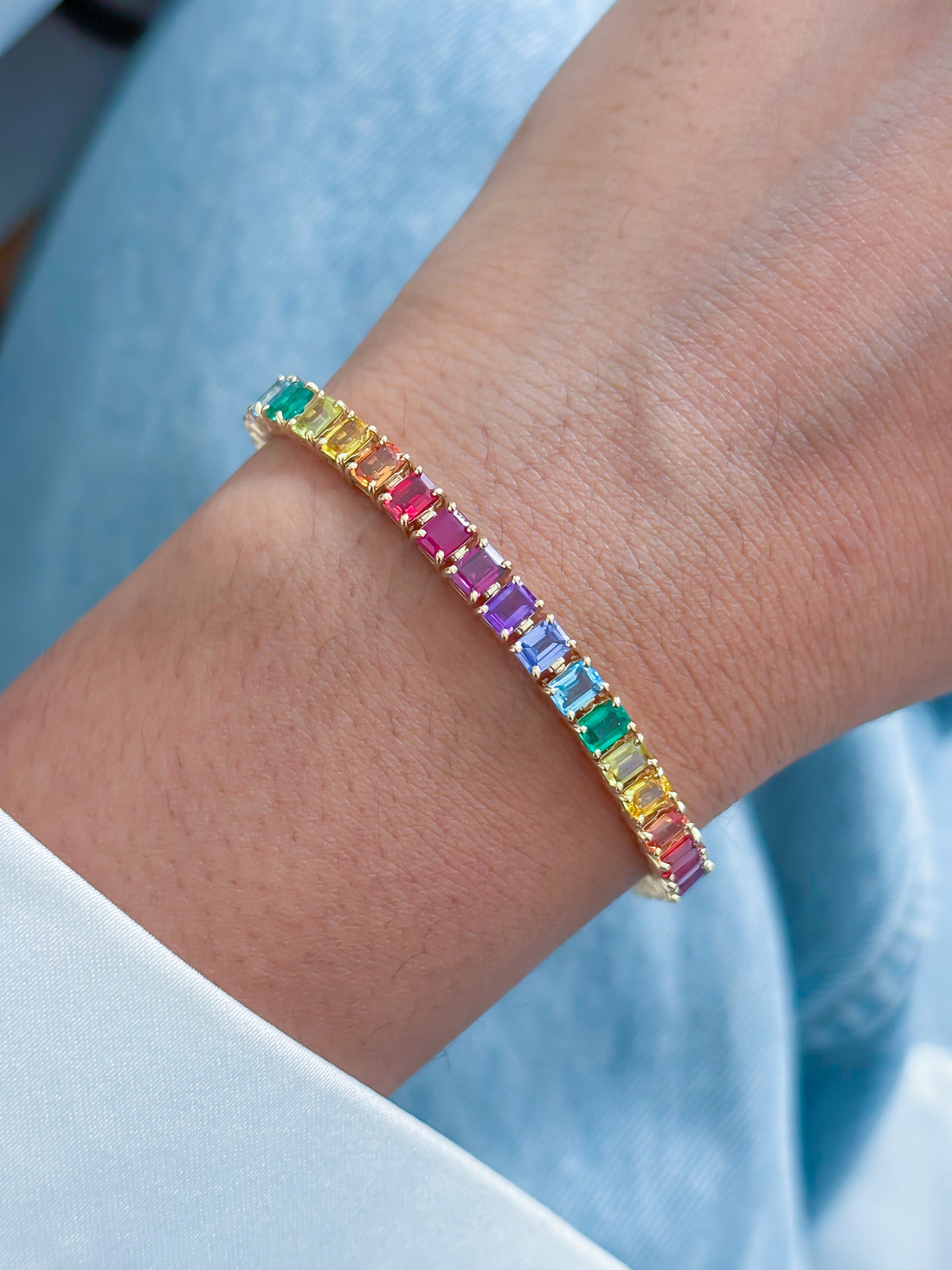JPBRC-1232/10649 Rainbow Gemstone Bracelet | 14K