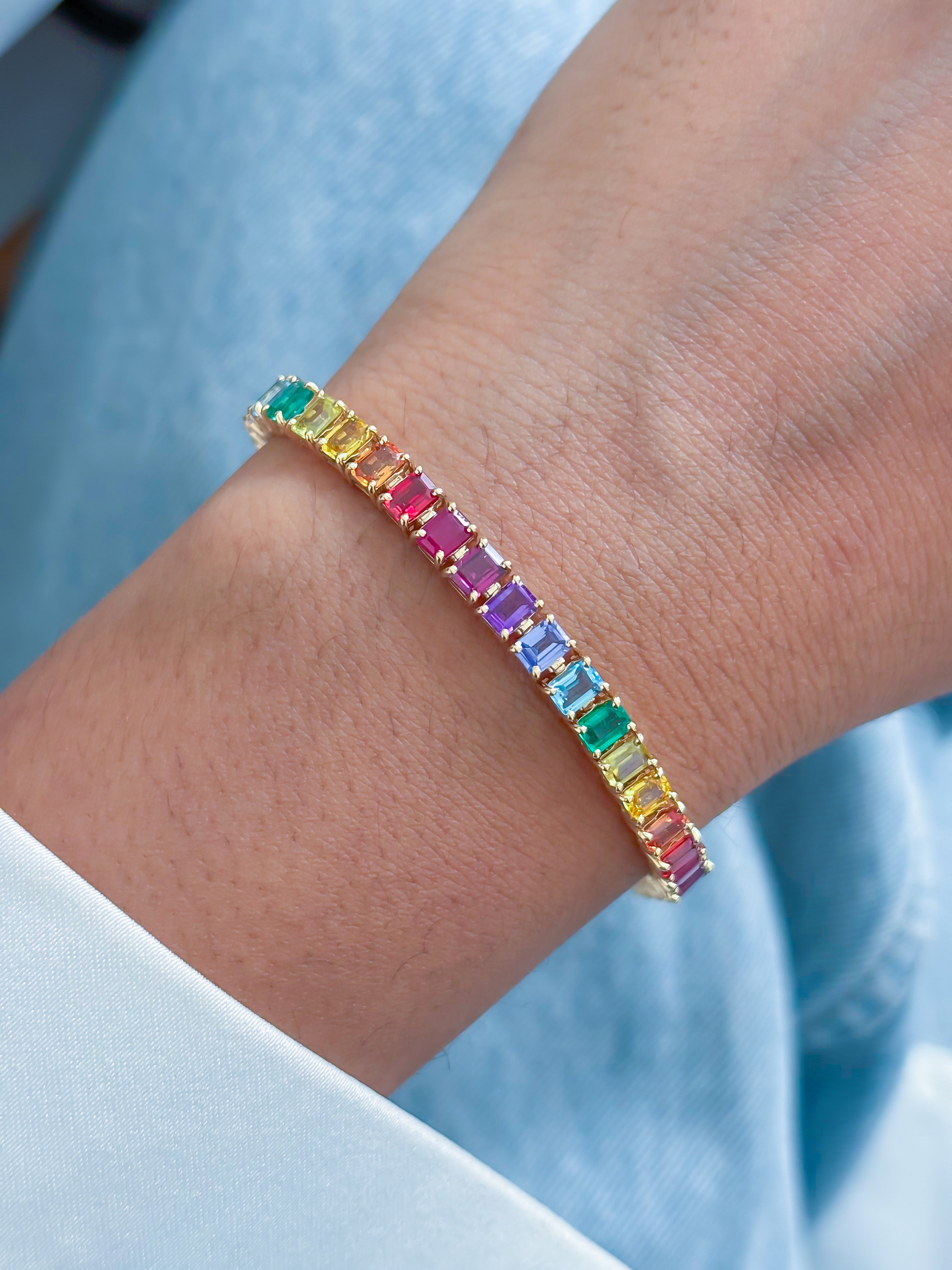 JPBRC-1232/10649 Rainbow Gemstone Bracelet | 14K