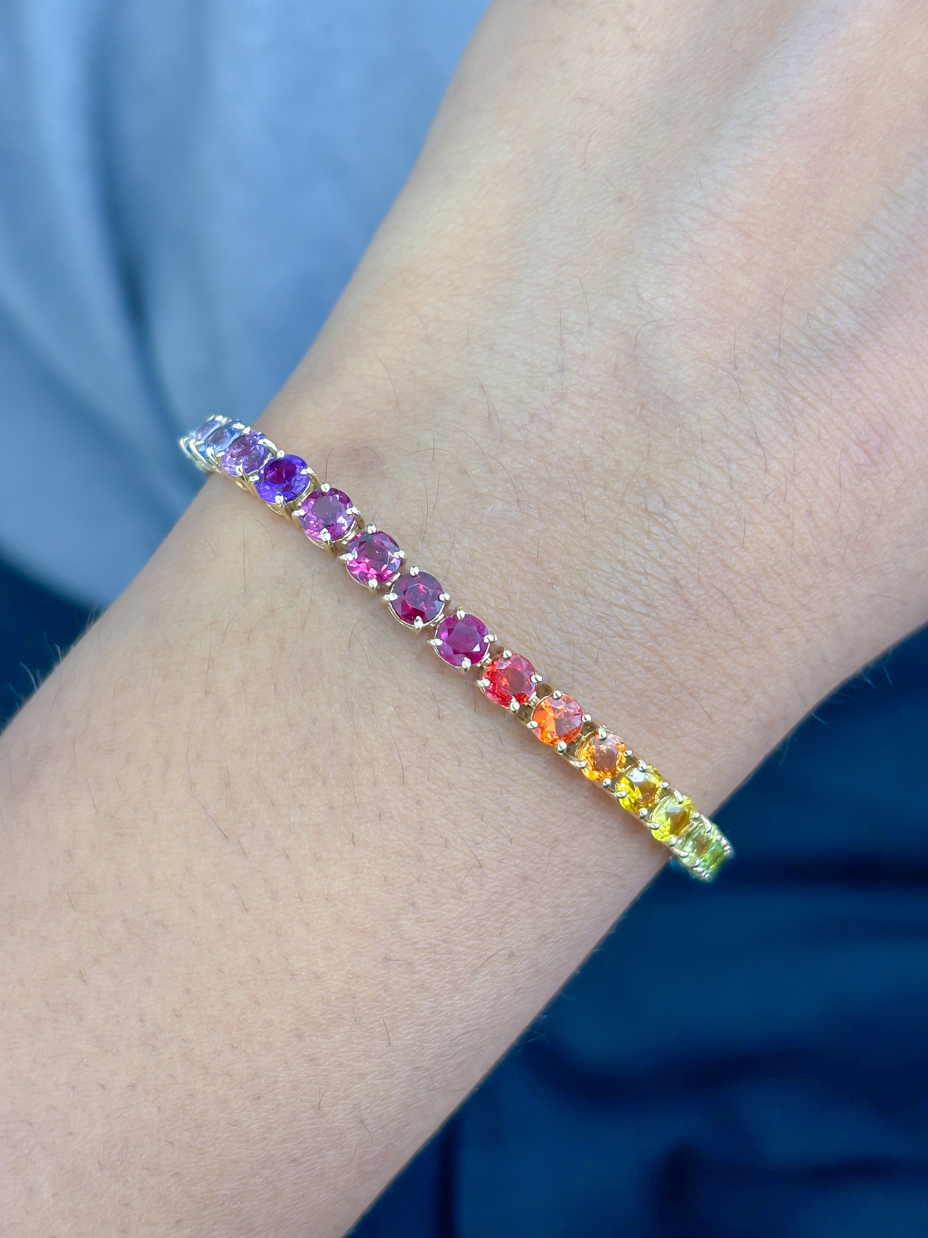 JPBRC-1234/10676 Rainbow Gemstone Bracelet | 14K