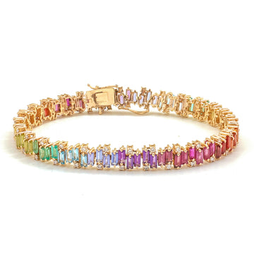 JPBRC-1251/11037 Rainbow Gemstone Diamond Bracelet | 14K