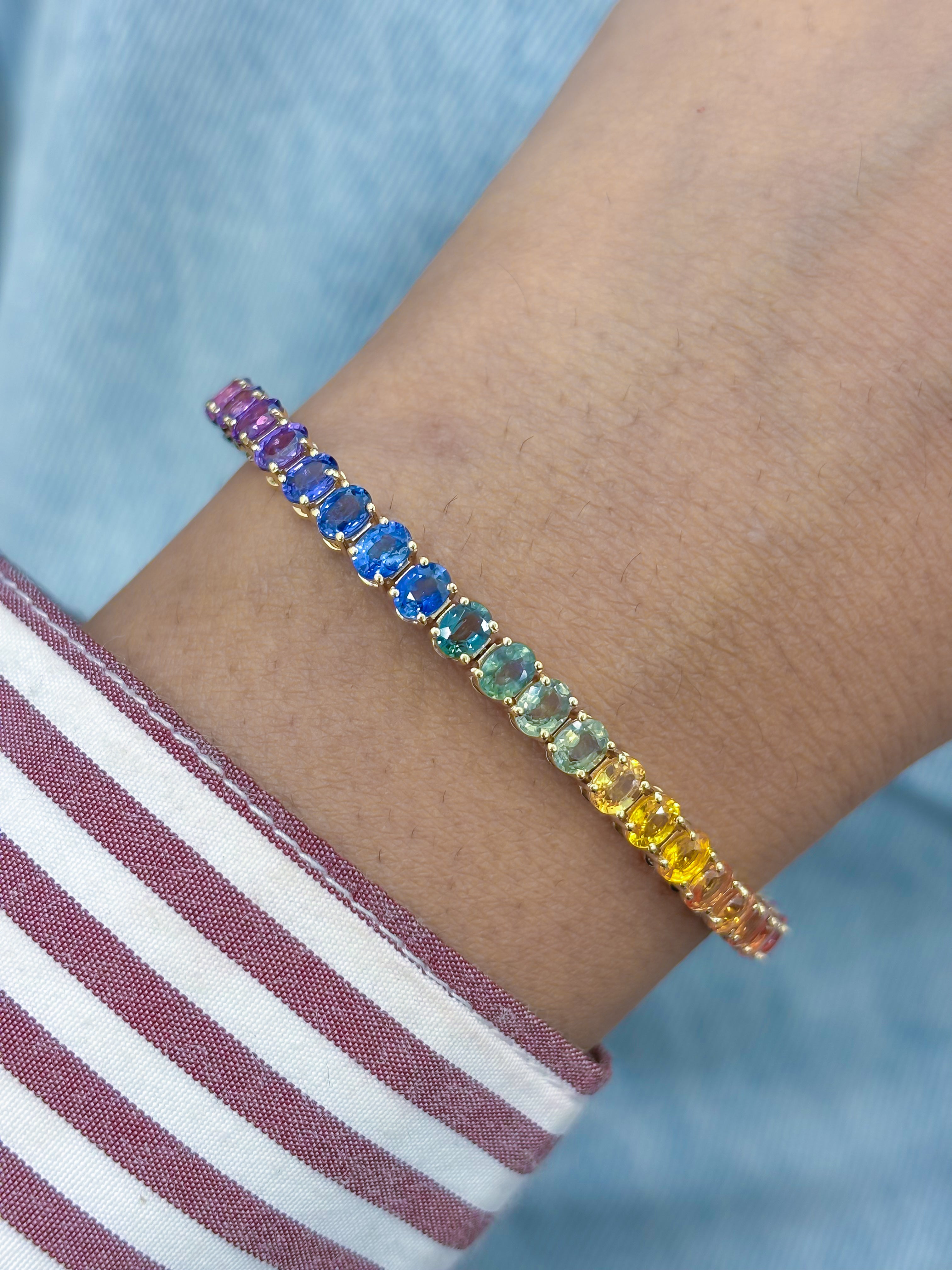 JPBRC-1254/11154 Rainbow Sapphire Bracelet | 14K
