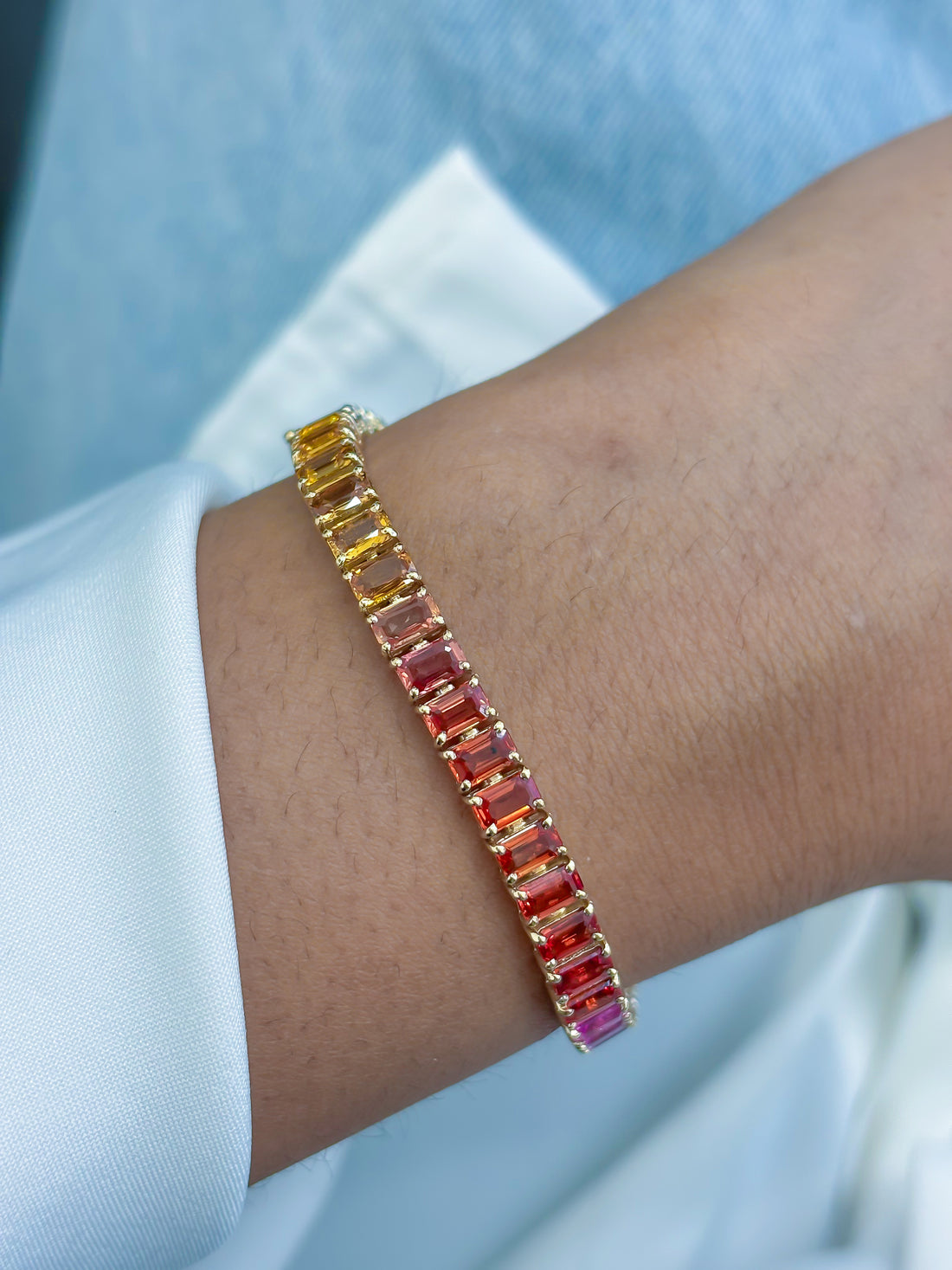 JPBRC-1258/11285 Rainbow Sapphire Bracelet | 14K