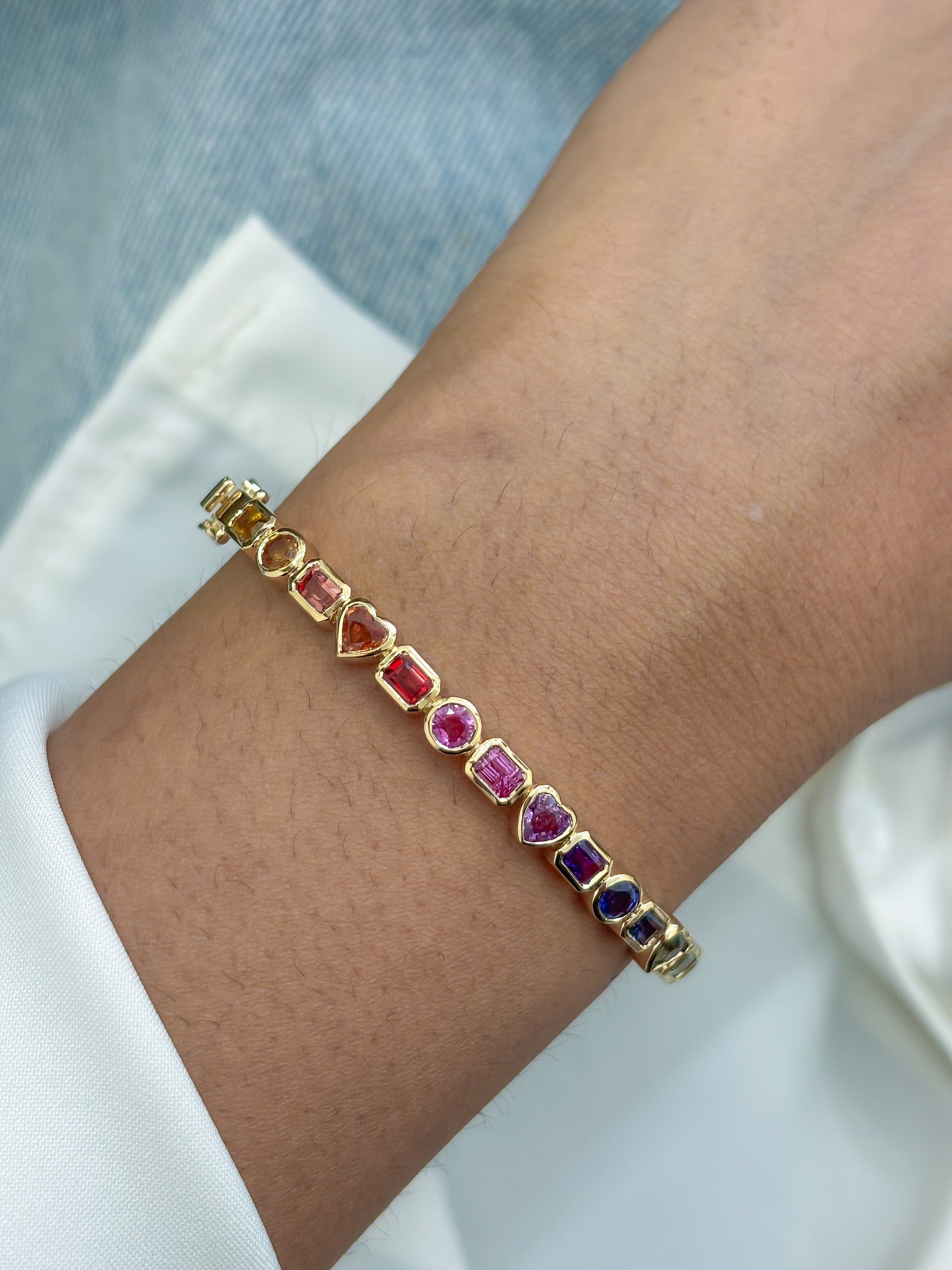 JPBRC-1259/11286 Rainbow Sapphire Bracelet | 14K