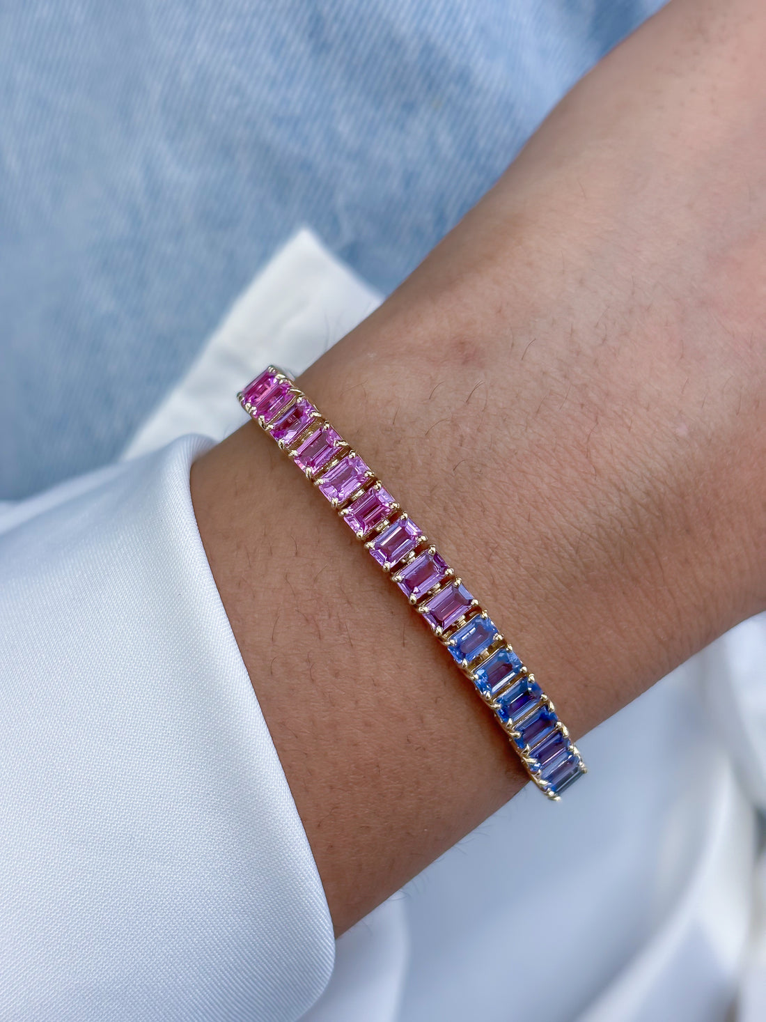 JPBRC-1260/11287 Rainbow Sapphire Bracelet | 14K