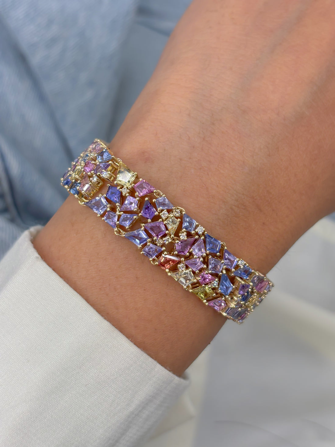 JPBRC-1264/11433 Rainbow Sapphire Diamond Bracelet | 14K