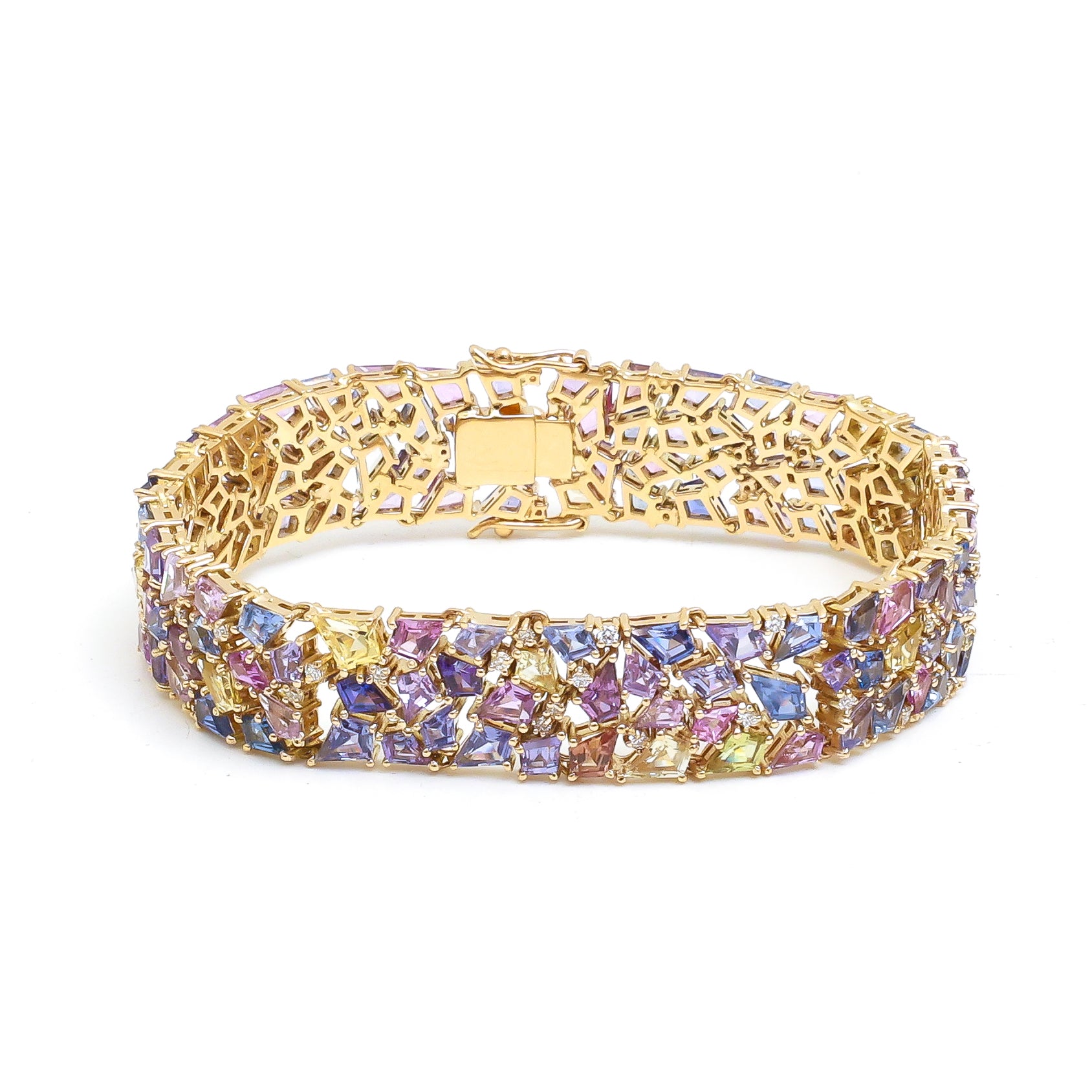 JPBRC-1264/11433 Rainbow Sapphire Diamond Bracelet | 14K