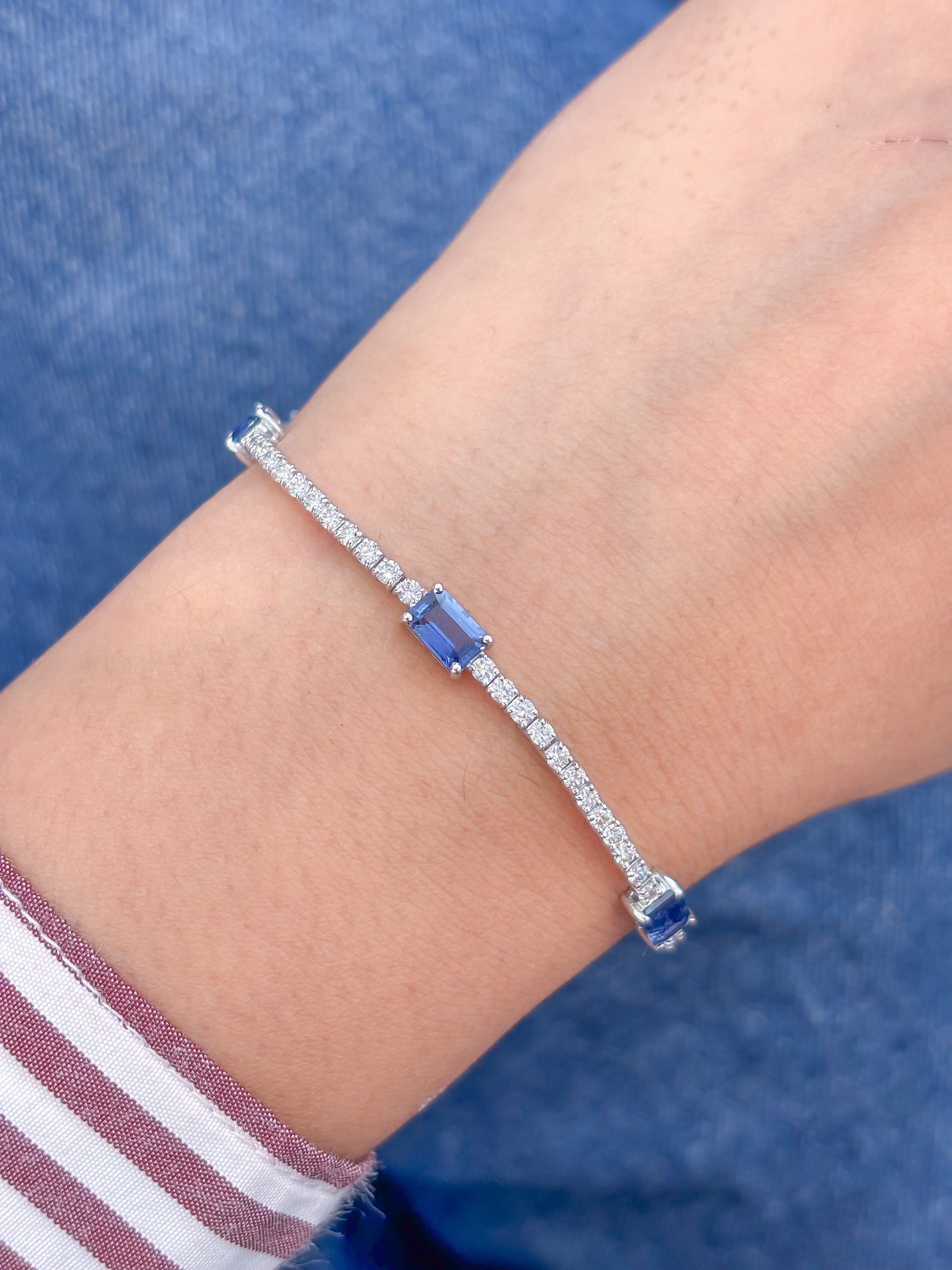 JPBRC-1266/11450 Blue Sapphire Diamond Bracelet | 18K