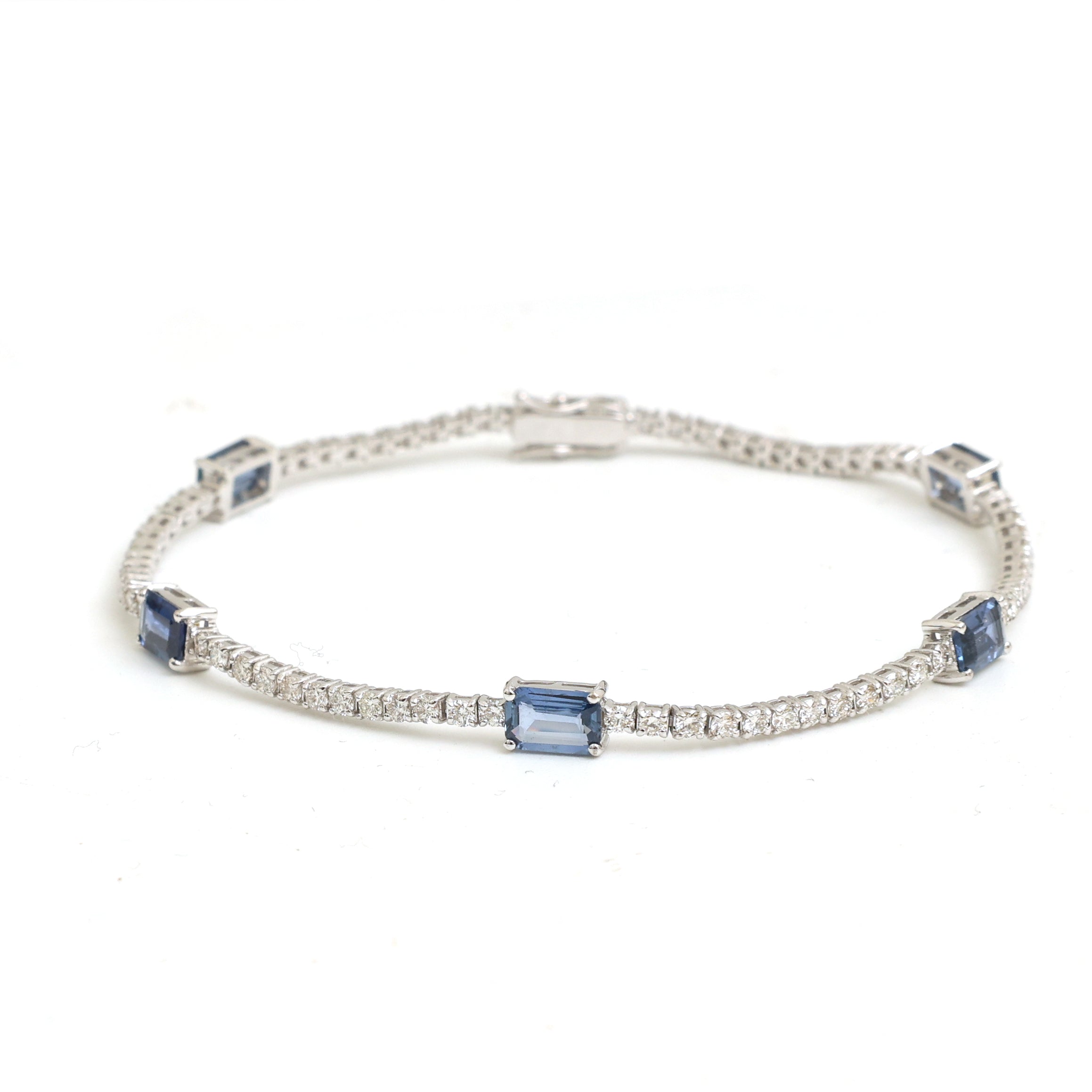 JPBRC-1266/11450 Blue Sapphire Diamond Bracelet | 18K
