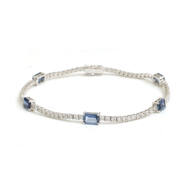 JPBRC-1266/11450 Blue Sapphire Diamond Bracelet | 18K