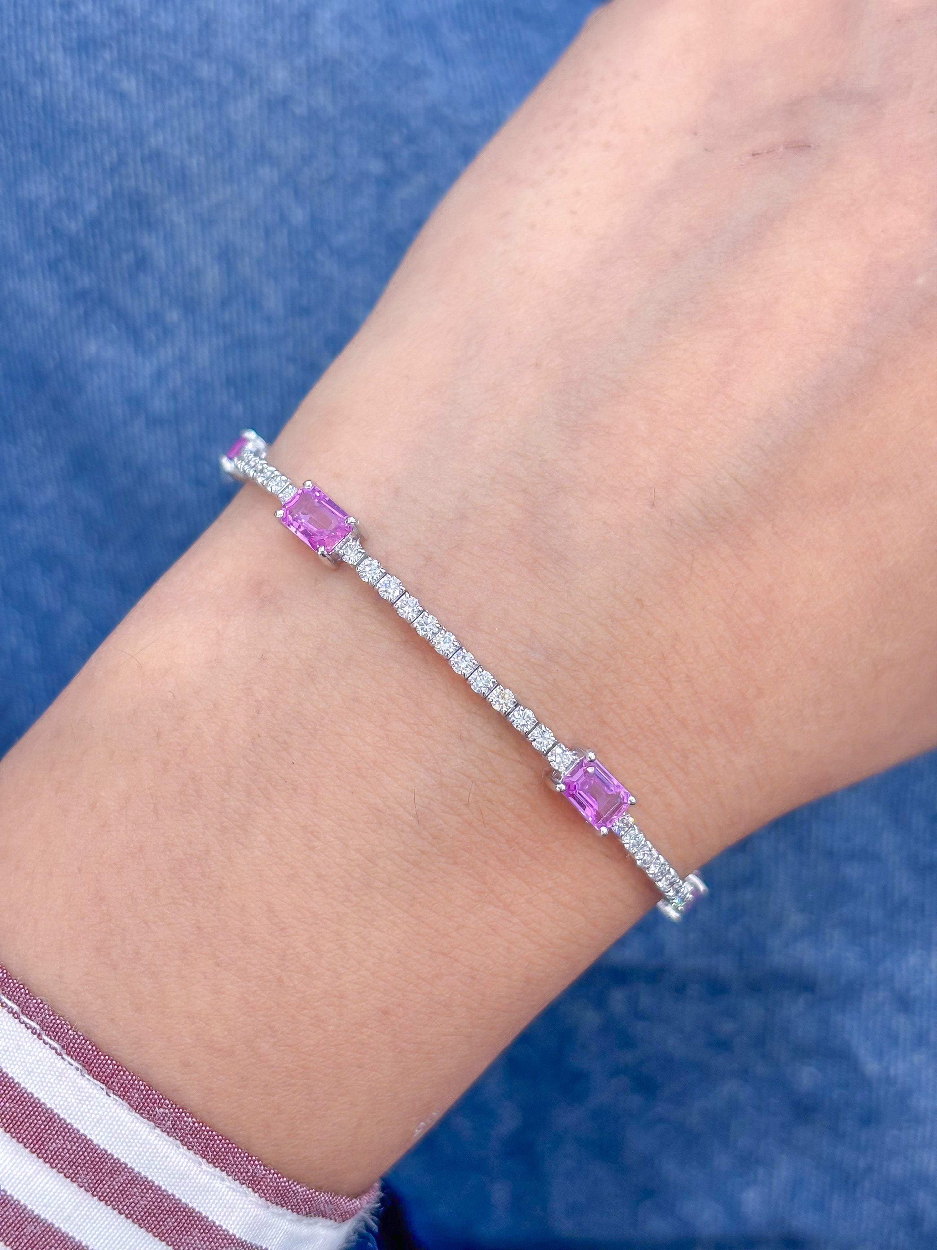 JPBRC-1267/11451 Pink Sapphire Diamond Bracelet | 18K