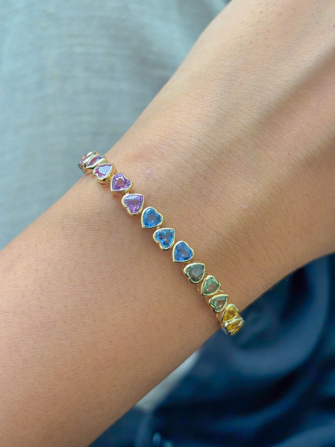 JPBRC-1276/11575 Rainbow Sapphire Bracelet | 14K