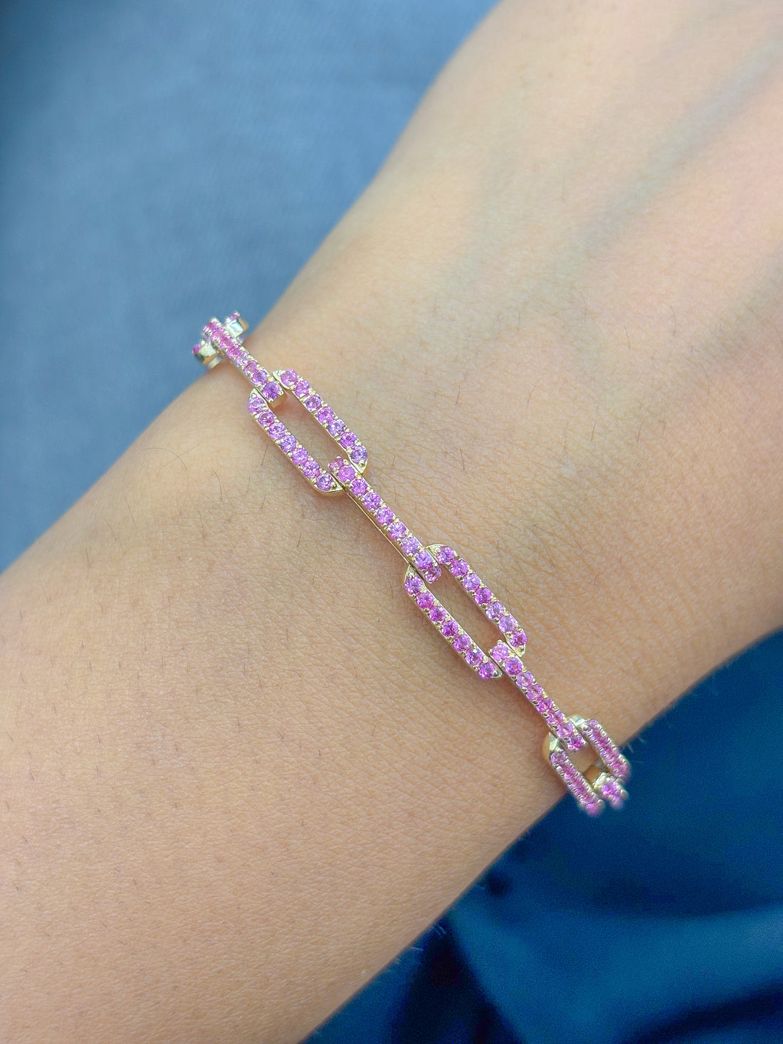 JPBRC-1287/11882 Pink Sapphire Diamond Bracelet | 14K