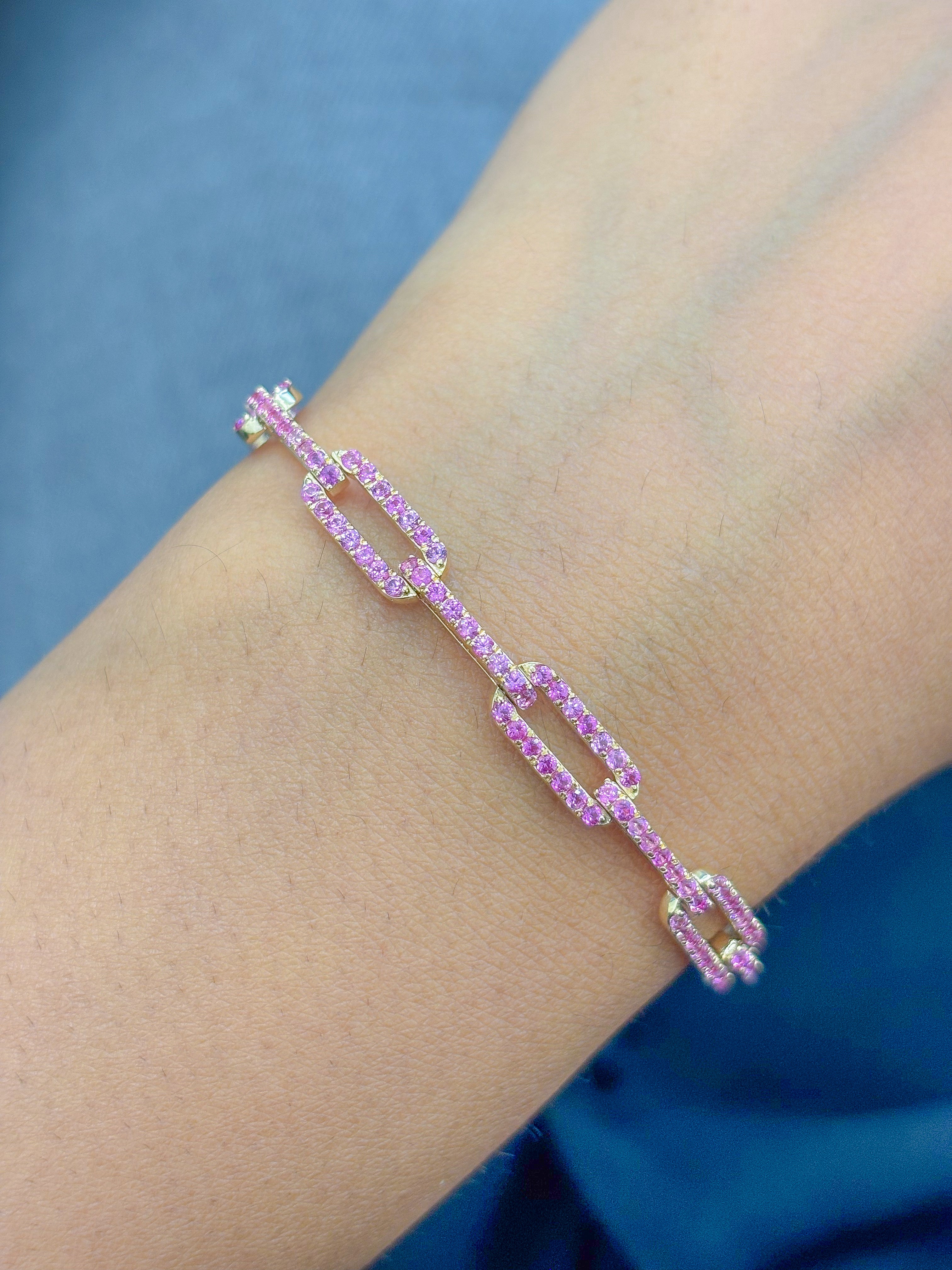 JPBRC-1287/11882 Pink Sapphire Diamond Bracelet | 14K