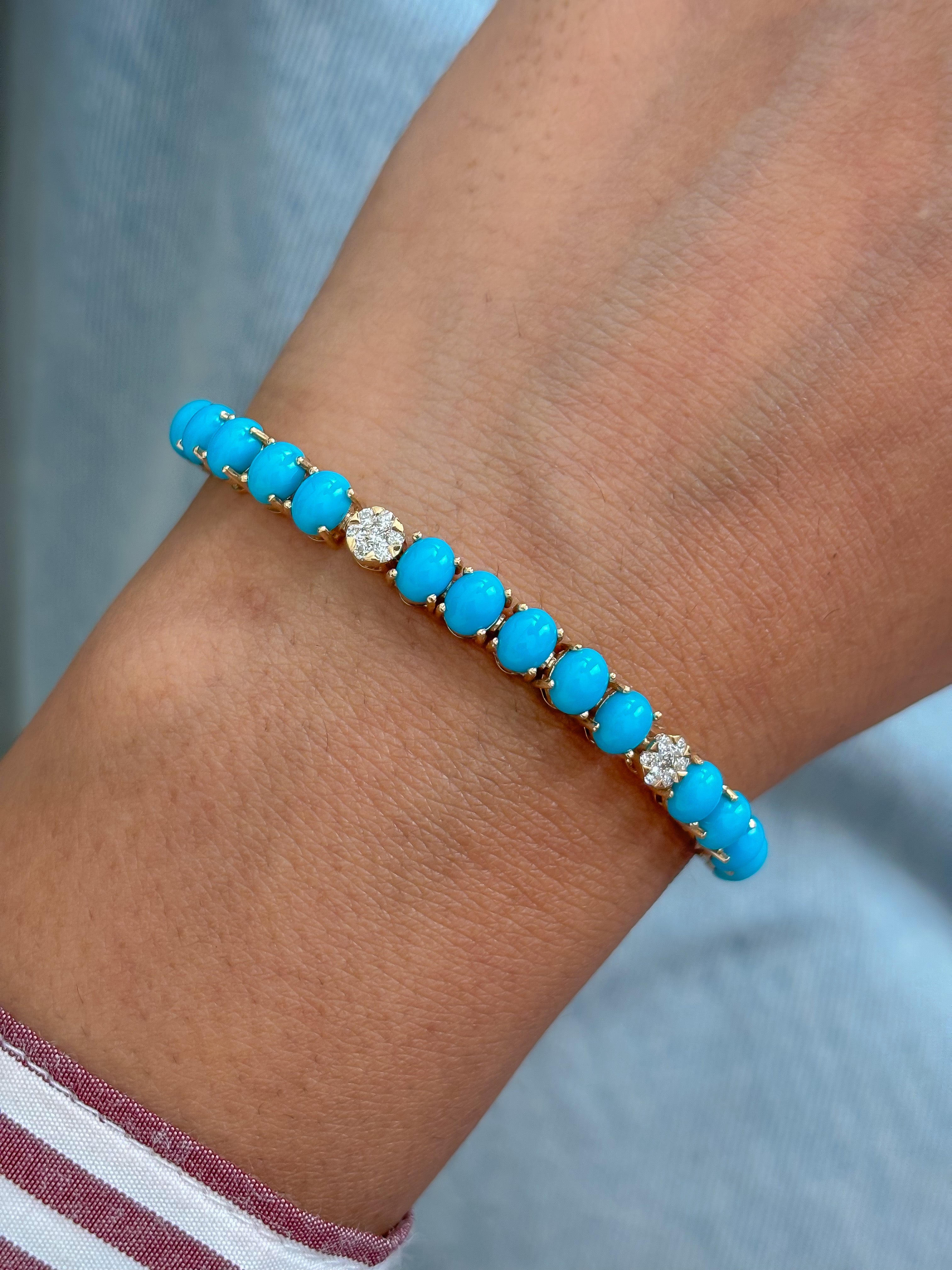 JPBRC-1291/12011 Turquoise Diamond Bracelet | 14K