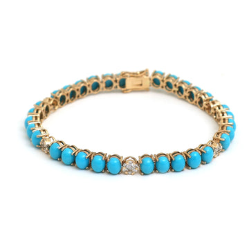 JPBRC-1291/12011 Turquoise Diamond Bracelet | 14K