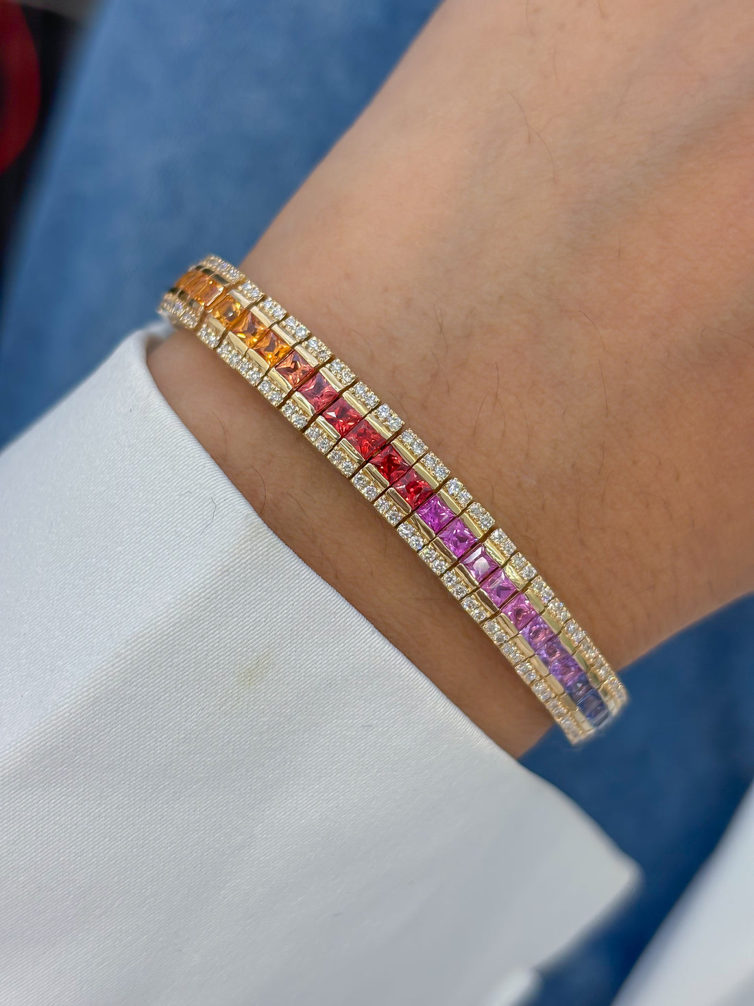 JPBRC-1318/13240 Rainbow Sapphire Diamond Bracelet | 18K