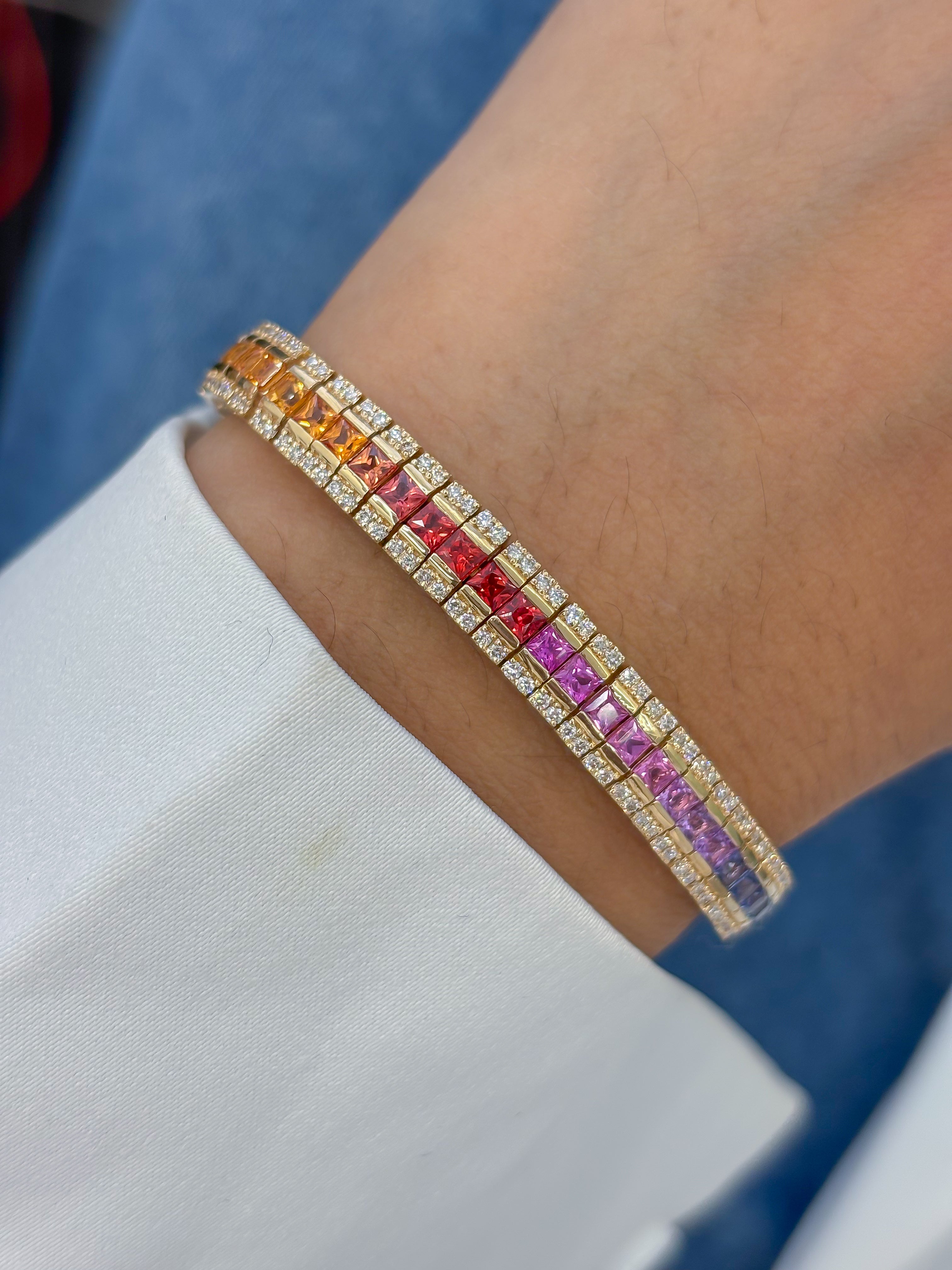 JPBRC-1318/13240 Rainbow Sapphire Diamond Bracelet | 18K