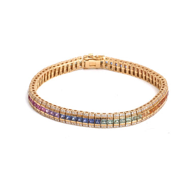 JPBRC-1318/13240 Rainbow Sapphire Diamond Bracelet | 18K