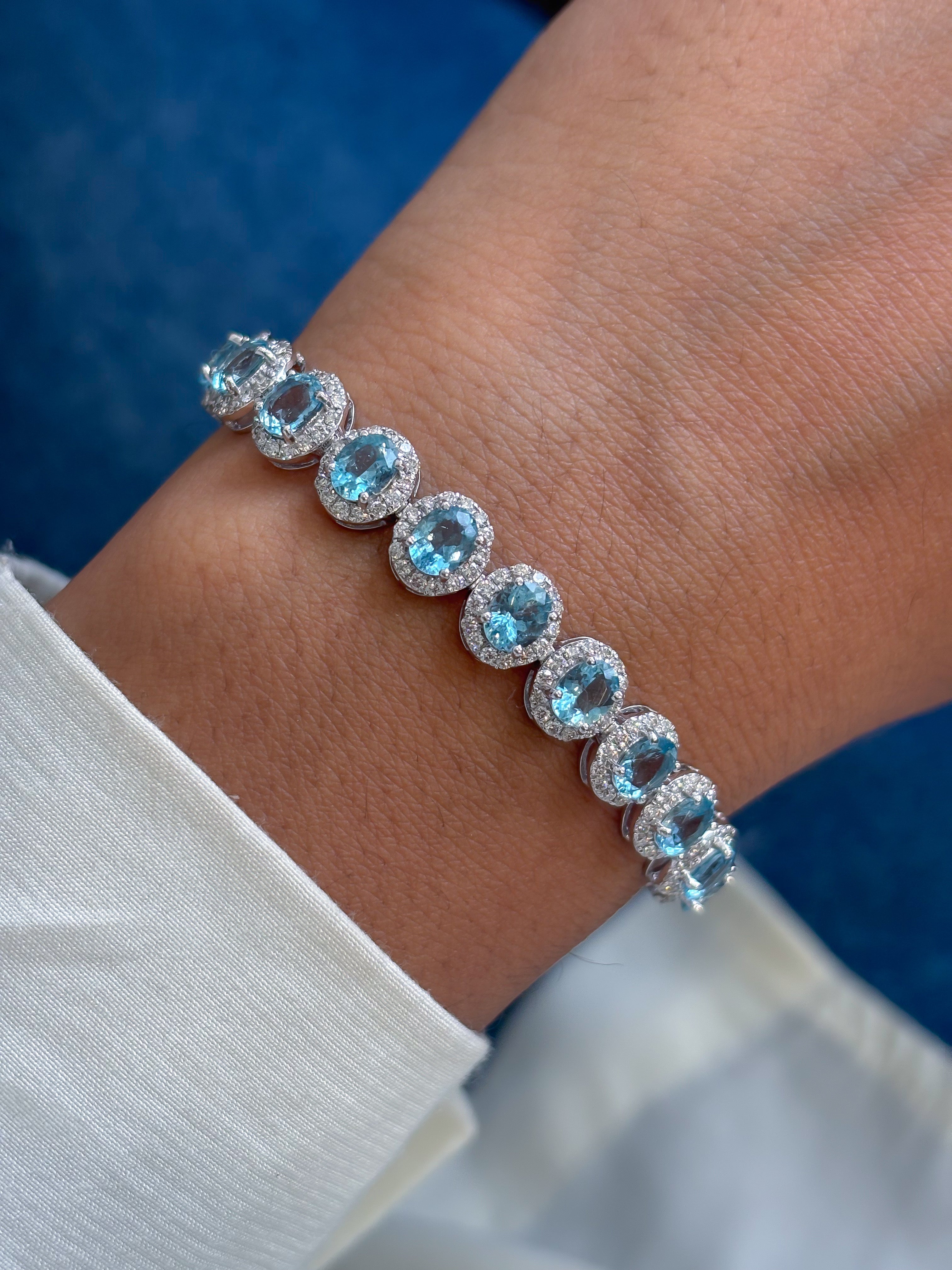 JPBRC-1320/13299 Aquamarine Diamond Bracelet | 14K