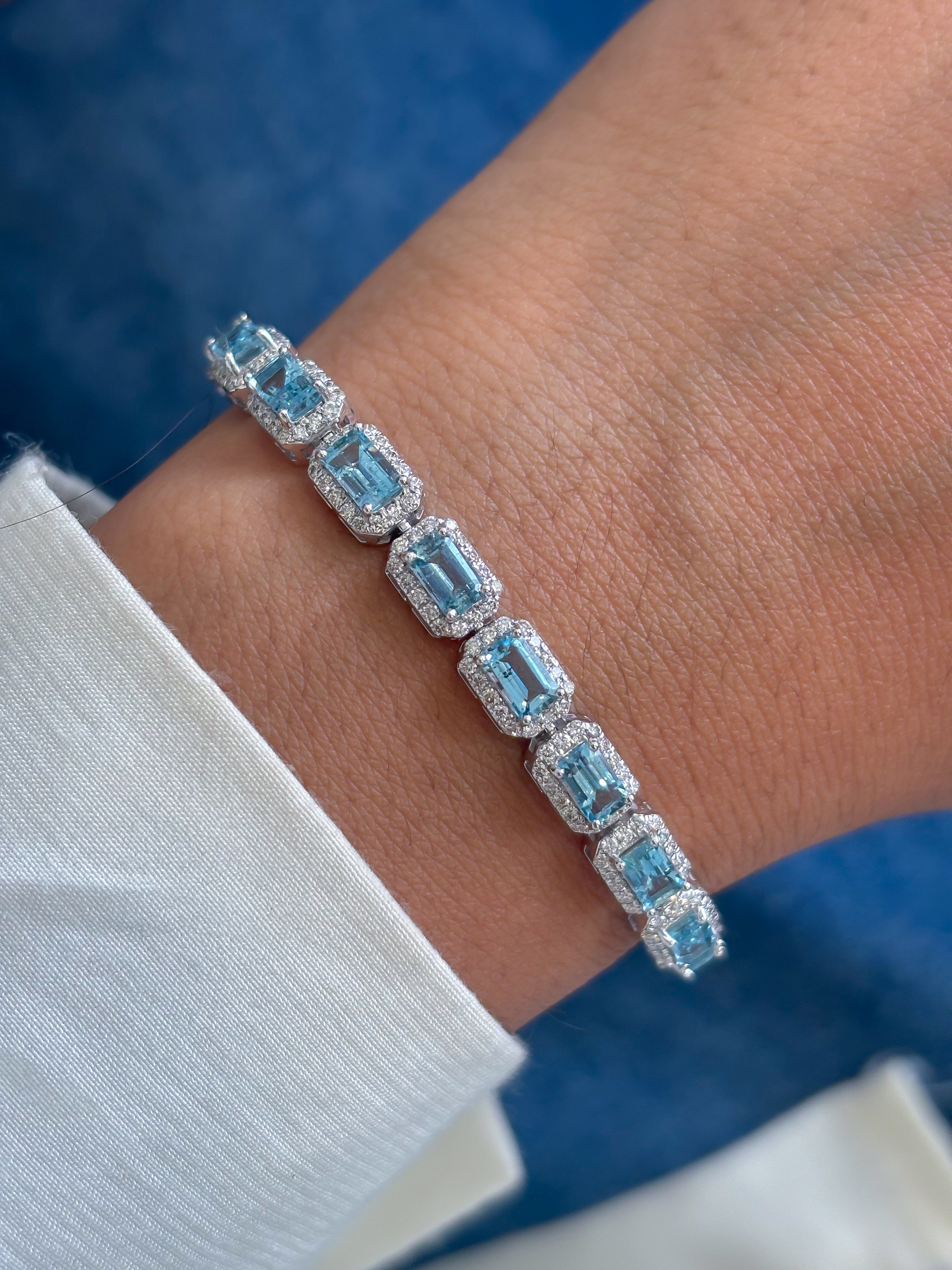 JPBRC-1321/13300 Aquamarine Diamond Bracelet | 14K