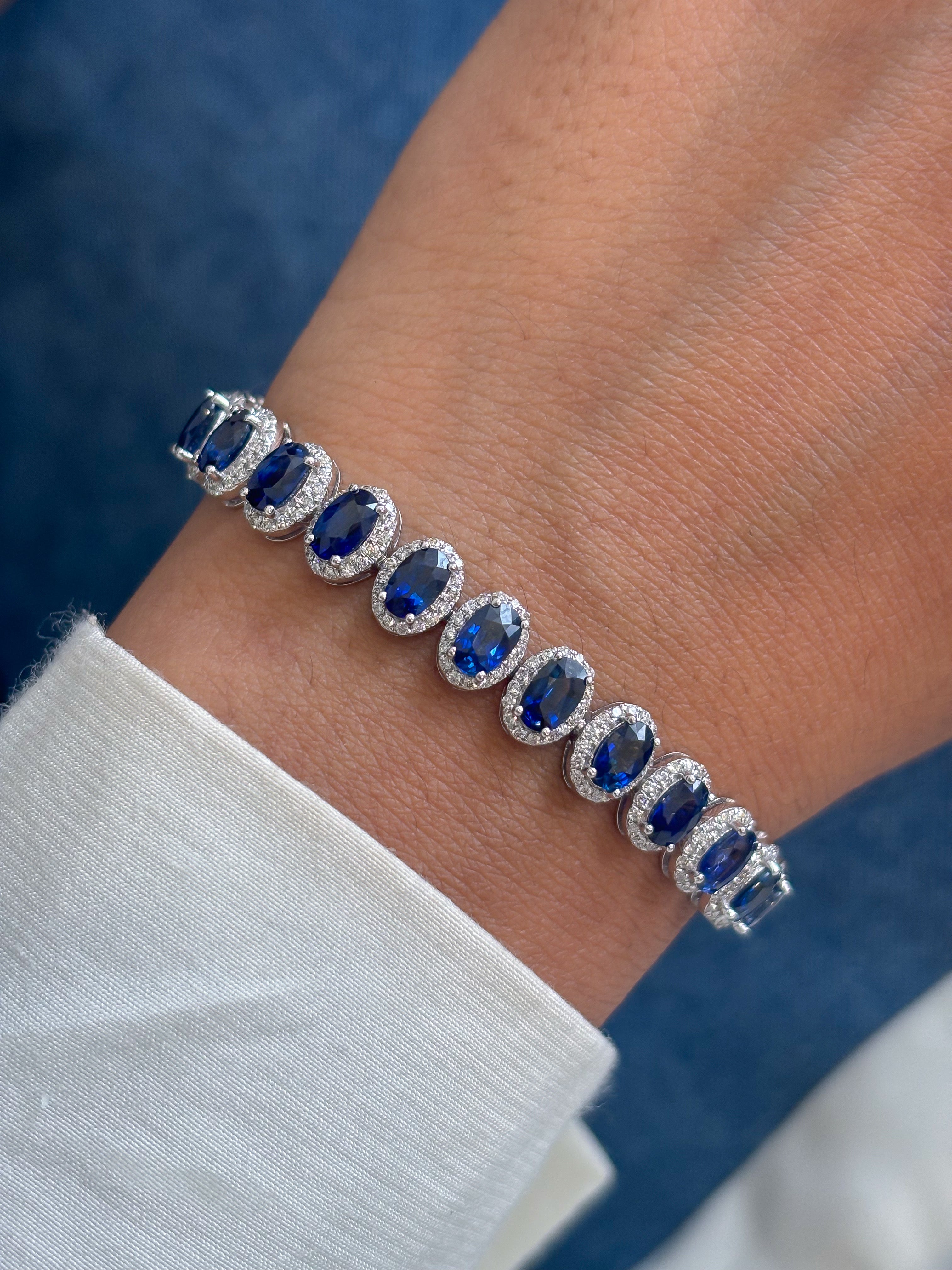 JPBRC-1322/13301 Blue Sapphire Diamond Bracelet | 14K
