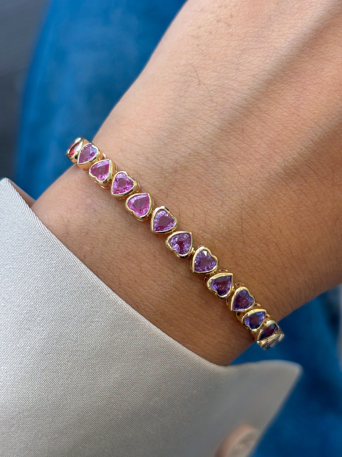 JPBRC-1328/13436 Rainbow Sapphire Bracelet | 18K
