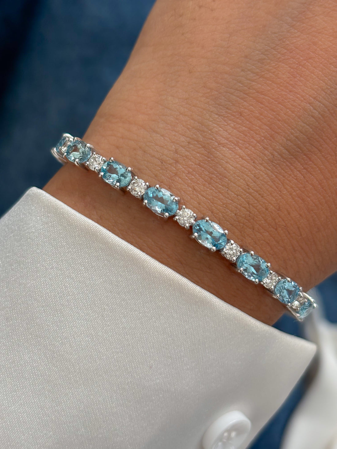 JPBRC-1329/13475 Diamond Aquamarine Bracelet | 14K
