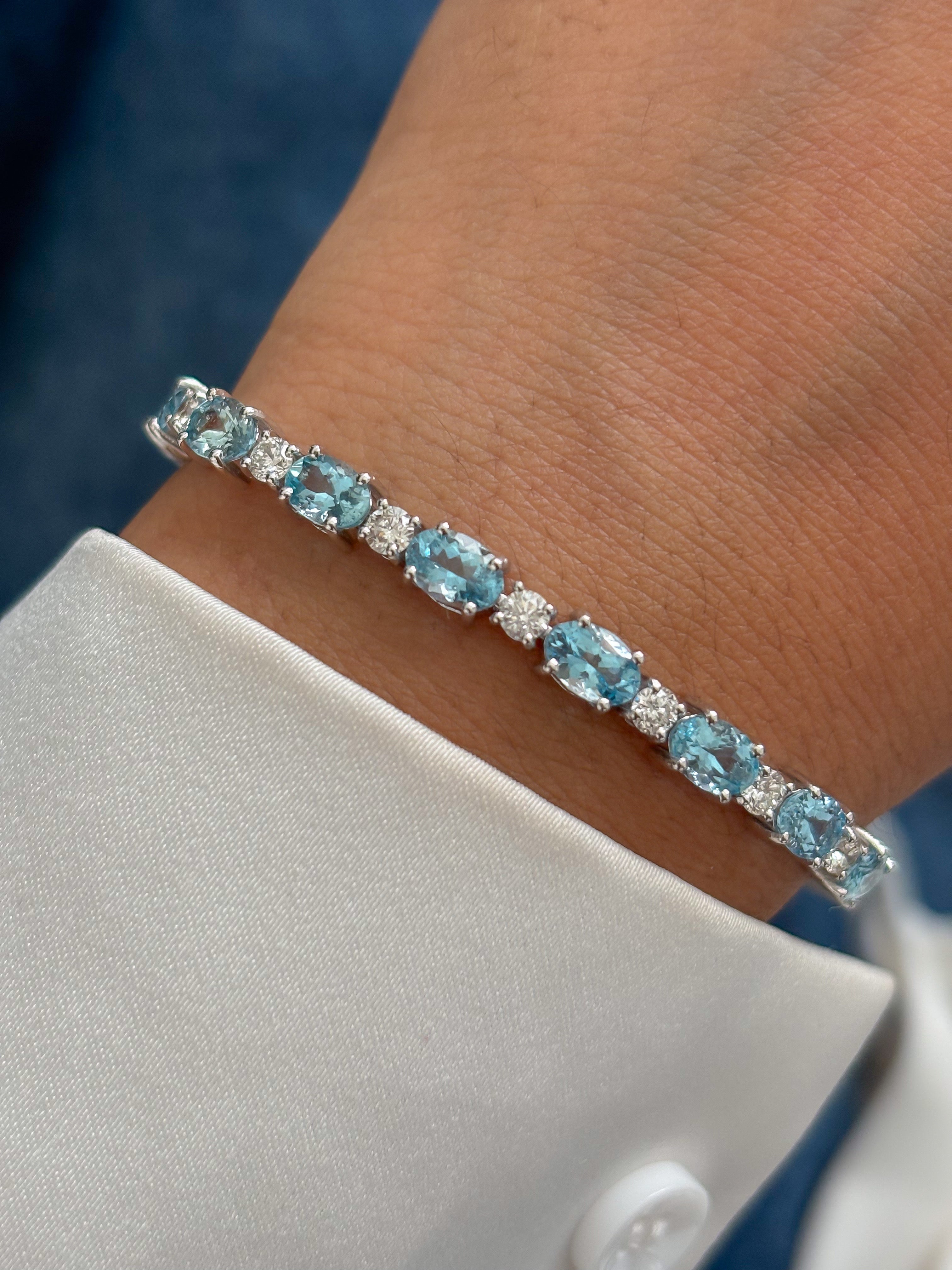 JPBRC-1329/13475 Diamond Aquamarine Bracelet | 14K