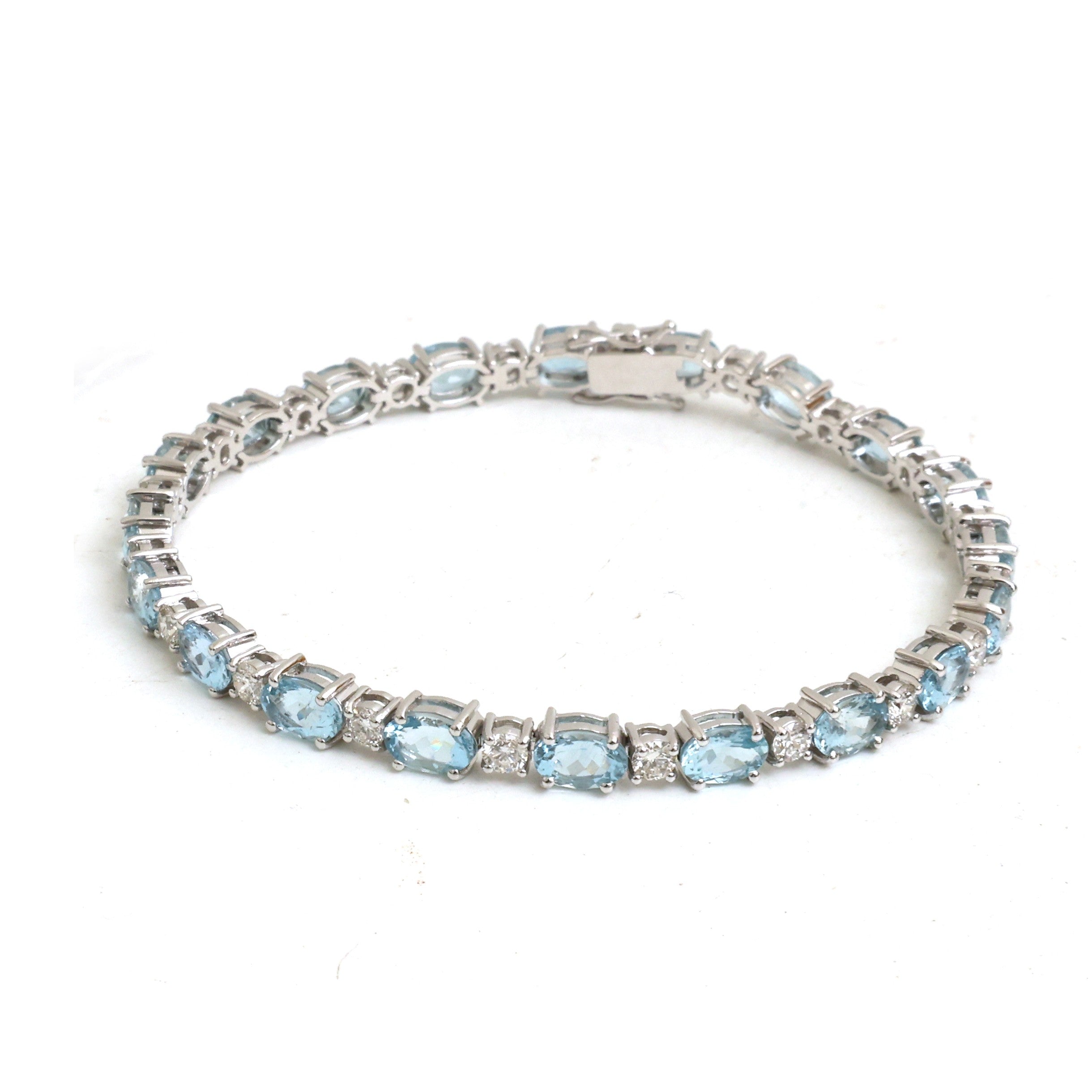 JPBRC-1329/13475 Diamond Aquamarine Bracelet | 14K